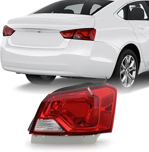 AKKON - Compatible con Chevy Impala Sedan 2014-2020 de 4 puertas cromadas rojo luz trasera de freno exterior del pasajero derecho reemplazo