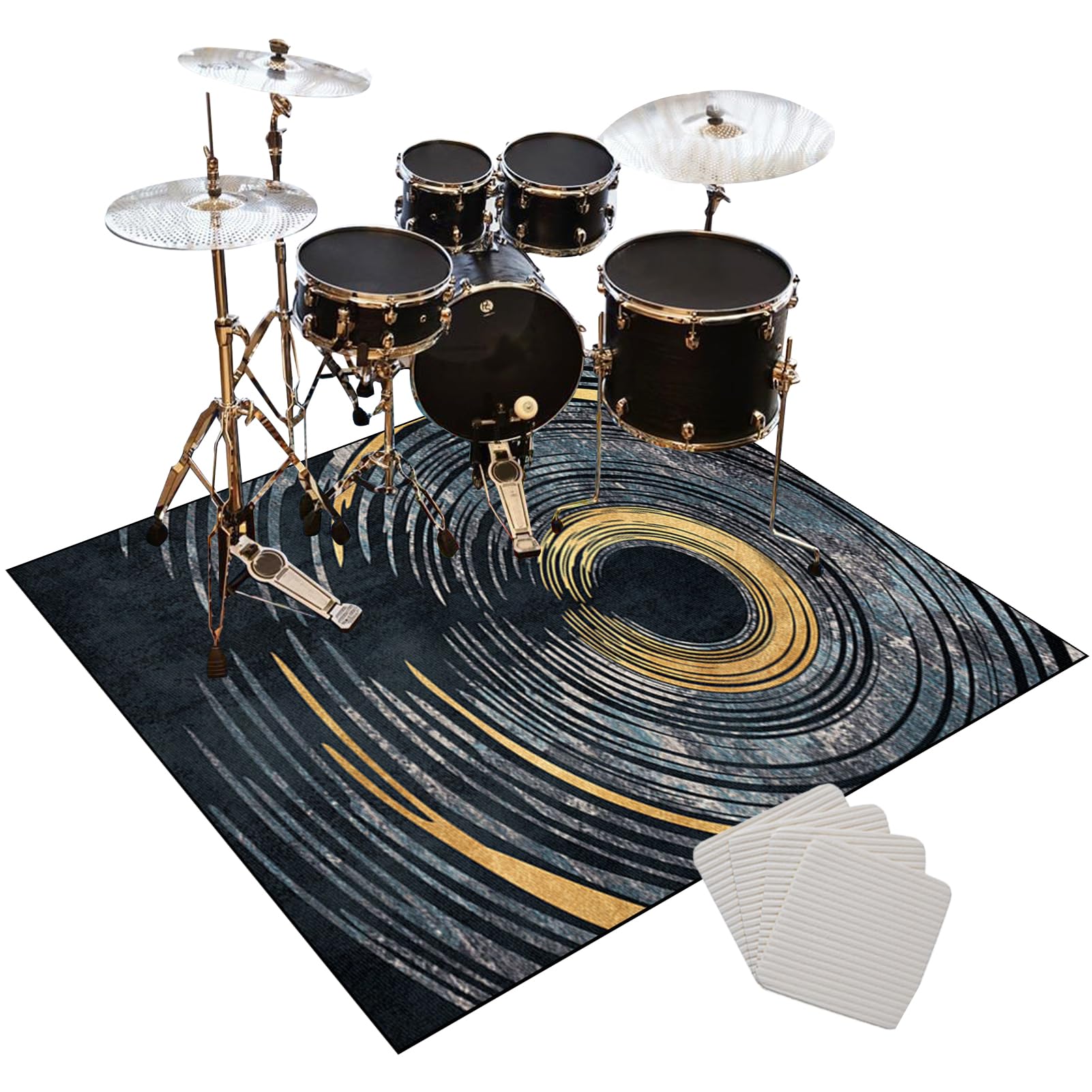 Tappetino professionale per batteria elettronica insonorizzata, 210 x 180 cm, antiscivolo, per grancassa, rullante e strumenti musicali