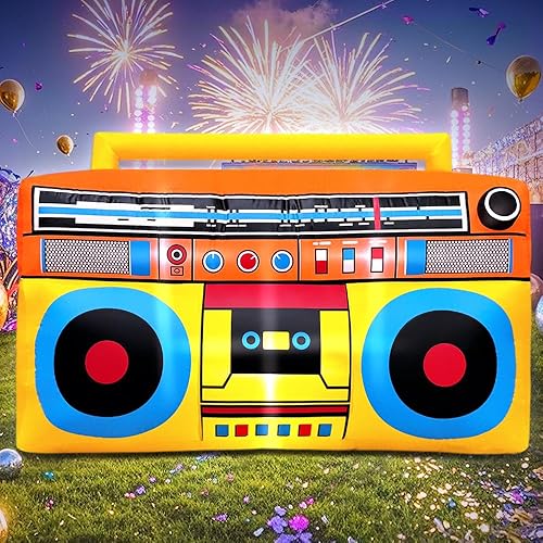 Miniatura 4 de Decoración de fiesta de los años 80 y 90 de 5 pies, decoraciones inflables de radio Boombox, luces LED inflables, recuerdos de fiesta, para temática