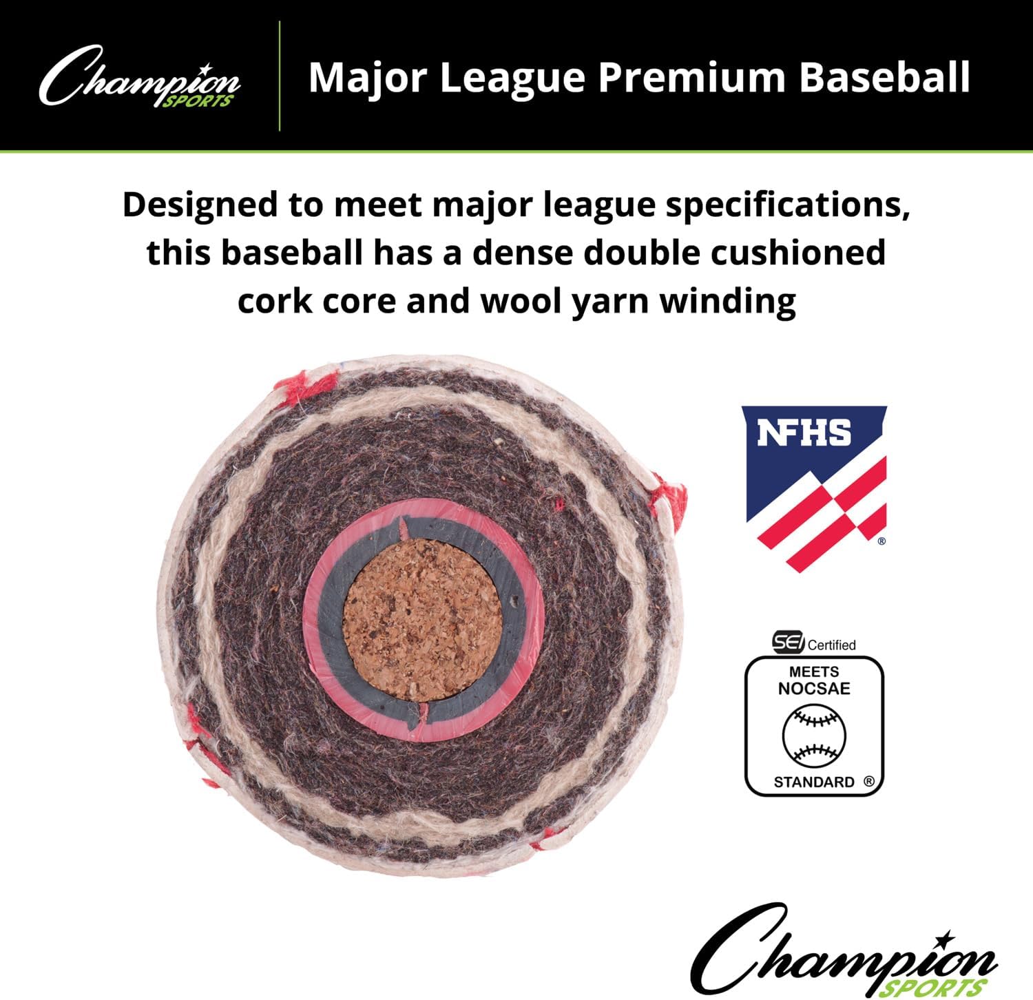 Champion Sports Leather Baseball Set: Dozen Indoor / Outdoor Genuine Leather Official League Baseballs for Practice Training or Real Game - OLBPRO Pack of 12