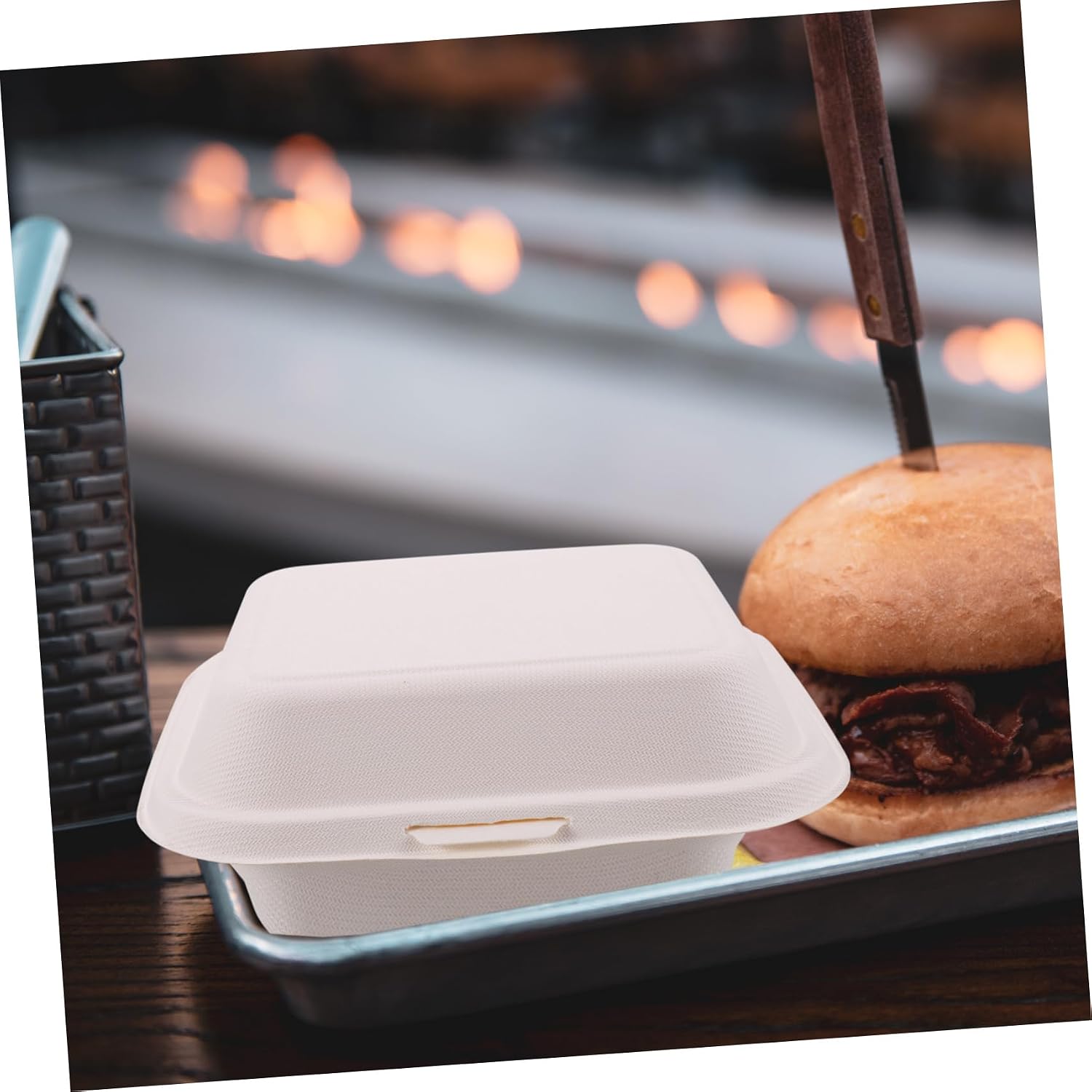 Cabilock 50Pcs Disposable Takeout Packaging Boxes for Burgers and Snacks Easy to Assemble Pulp Food Containers for Parties Picnics Go Meals