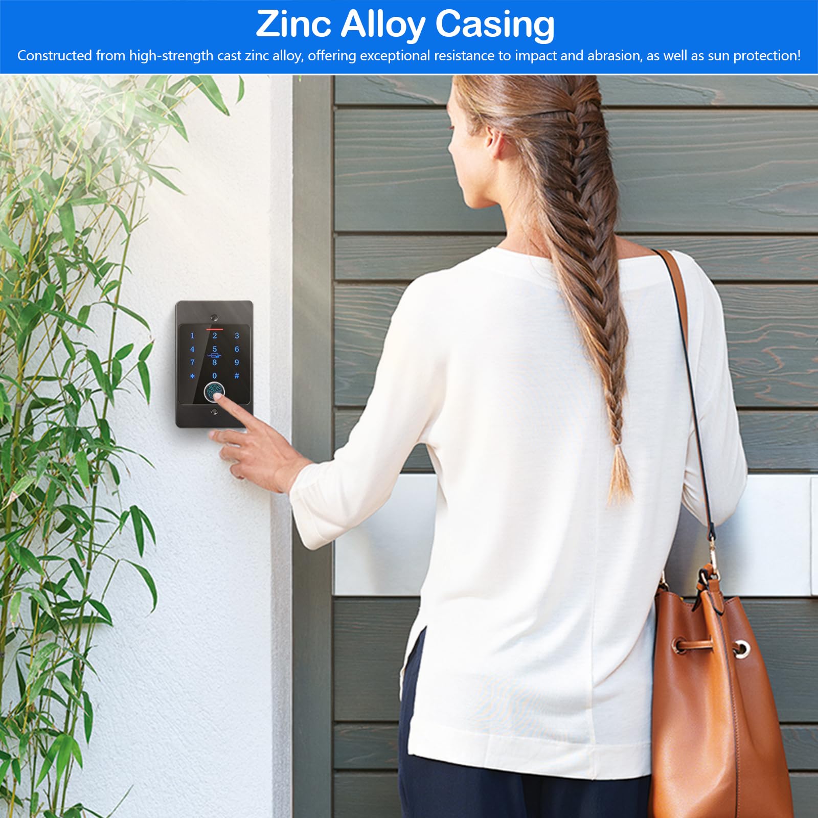Cerradura inteligente, con huella dactilar y contraseña, gestión de contraseñas por app, sistema de cerradura electrónica para puerta principal, para hogar escuela hotel y empresa
