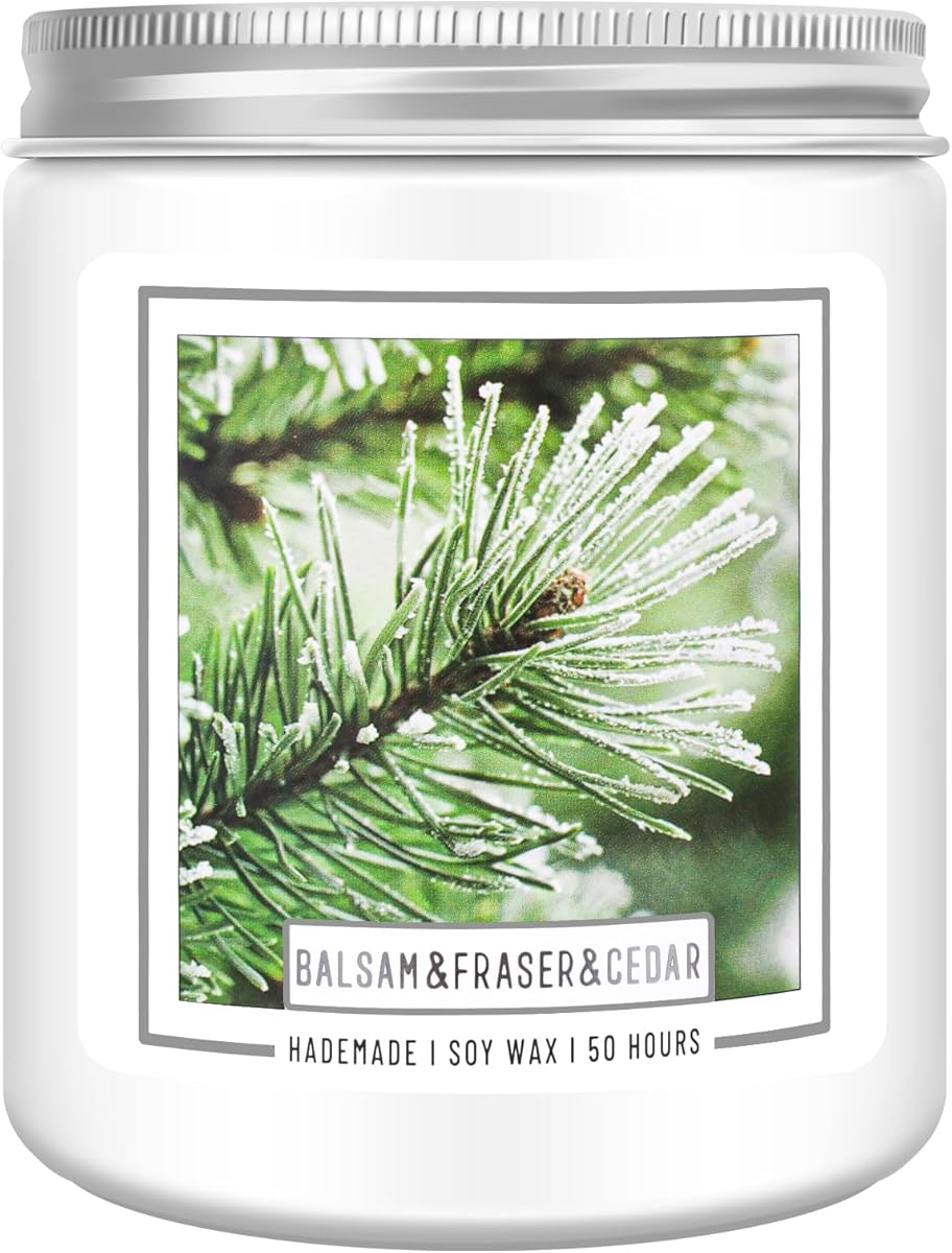 Homsolver Balsam Pine Candle, Christmas Balsam Fir Candles Scented, Holiday Candles with 50+ Hour Burn Time, Fir Cedar Tree Scent Gifts for Women, Wedding Favors for Guests, Souvenir Gifts