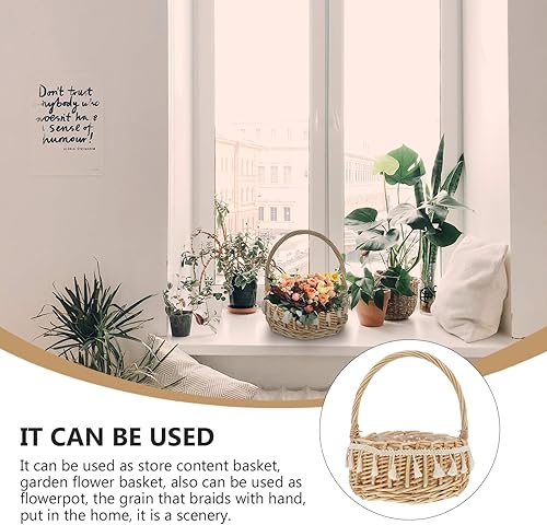 Miniatura 6 de DOITOOL Cesta de mano de novia en cesta de flores tejida Boho Photo Prop para decoración de ceremonia de boda