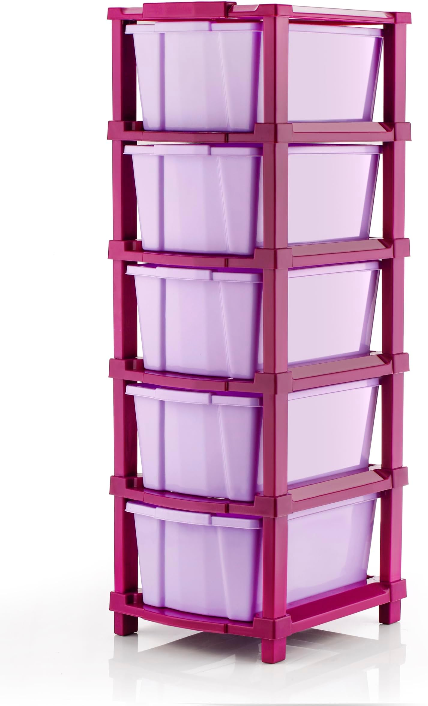 PALAK 5-XL Drawer Multipurpose Drawer Plastic Modular Chest Storage Organizer Home, Office, Parlor, School, Doctors, Home & Kids(Dimension-28cmx35cmx87cm) (MAGENTA PURPLE)