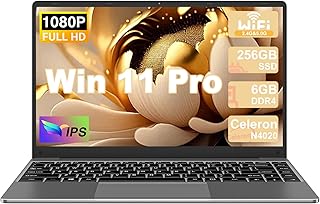 Ordenador Portátil Win 11 Pro con 5G WiFi Portátil 14 Pulgadas 6GB RAM 256GB SSD Expansión SSD 1TB (TF-1TB) 5000mAh Laptop 1920 * 1080 FHD Portatiles Buenos & Mini Puerto Multimedia-Gris