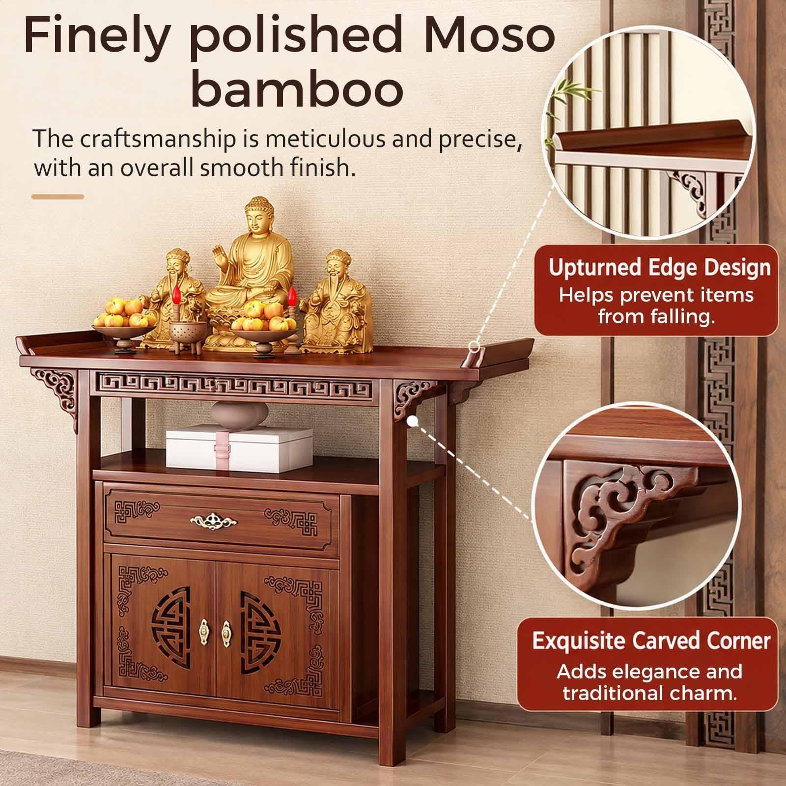 Mesa De Altar De Bambú, Santuario Para El Hogar, Mesa De Meditación,