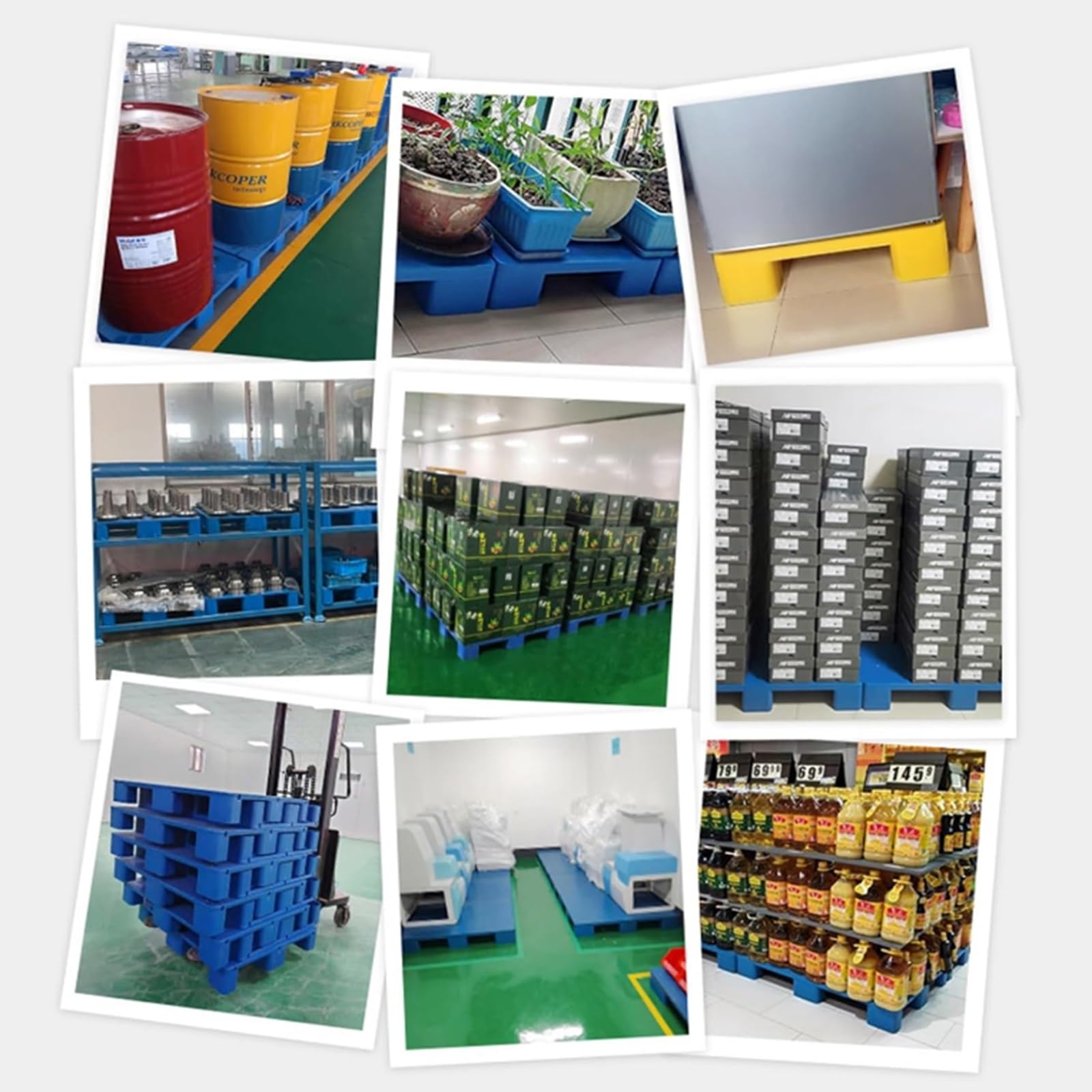 Palé de plástico para almacenamiento, impermeable, ligero, resistente al desgaste, fácil de apilar, rejilla para bastidores de sótano, supermercado al aire libre, almacén