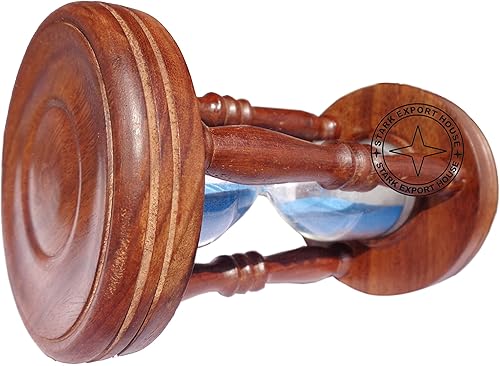 Miniatura 7 de Reloj de cristal de arena de madera y latón con temporizador de arena, 7 pulgadas, ideal para regalo