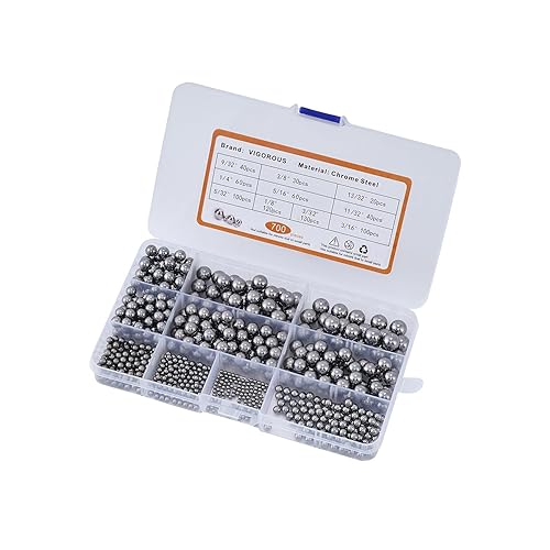 Juego surtido de 700 bolas de precisión de acero cromado de 10 tamaños, kit de bolas de rodamiento G15, 332 pulgadas, 18 pulgadas, 532 pulgadas, 316