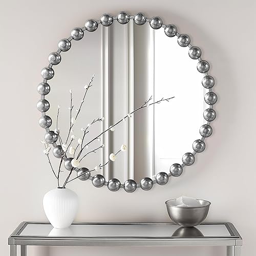 Espejo redondo de Madison Park con marco de metal, espejo circular de 27 pulgadas, decoración de pared montada y colgante para entrada, baño,