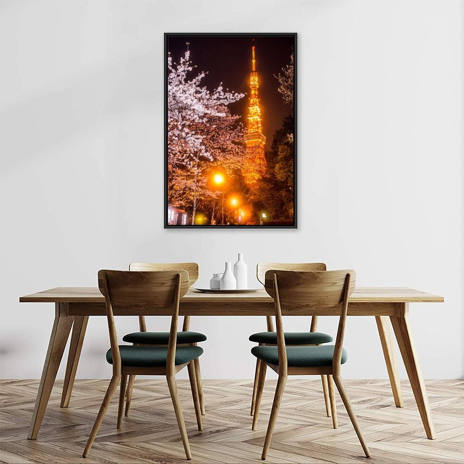 Amazon.co.jp: 絵画 桜満開の東京タワーの夜景インテリア 絵画