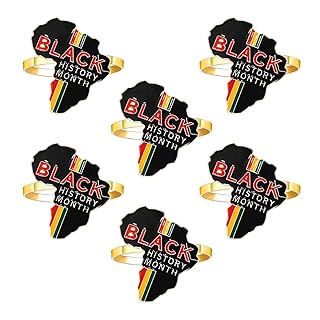 6PCS African Napkin Rings for Table Decor Juneteenth Napkin Rings African Map Power Fist Sunflower Napkin Holder Rings Bulk Black History Party Dinner Table Decor Accessory