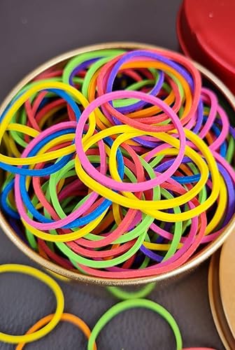 Miniatura 5 de 200 bandas elásticas multicolor de 1 pulgada (1.0 in) para escuela, hogar, oficina, organización estacionaria, suministros de dinero, elásticos,