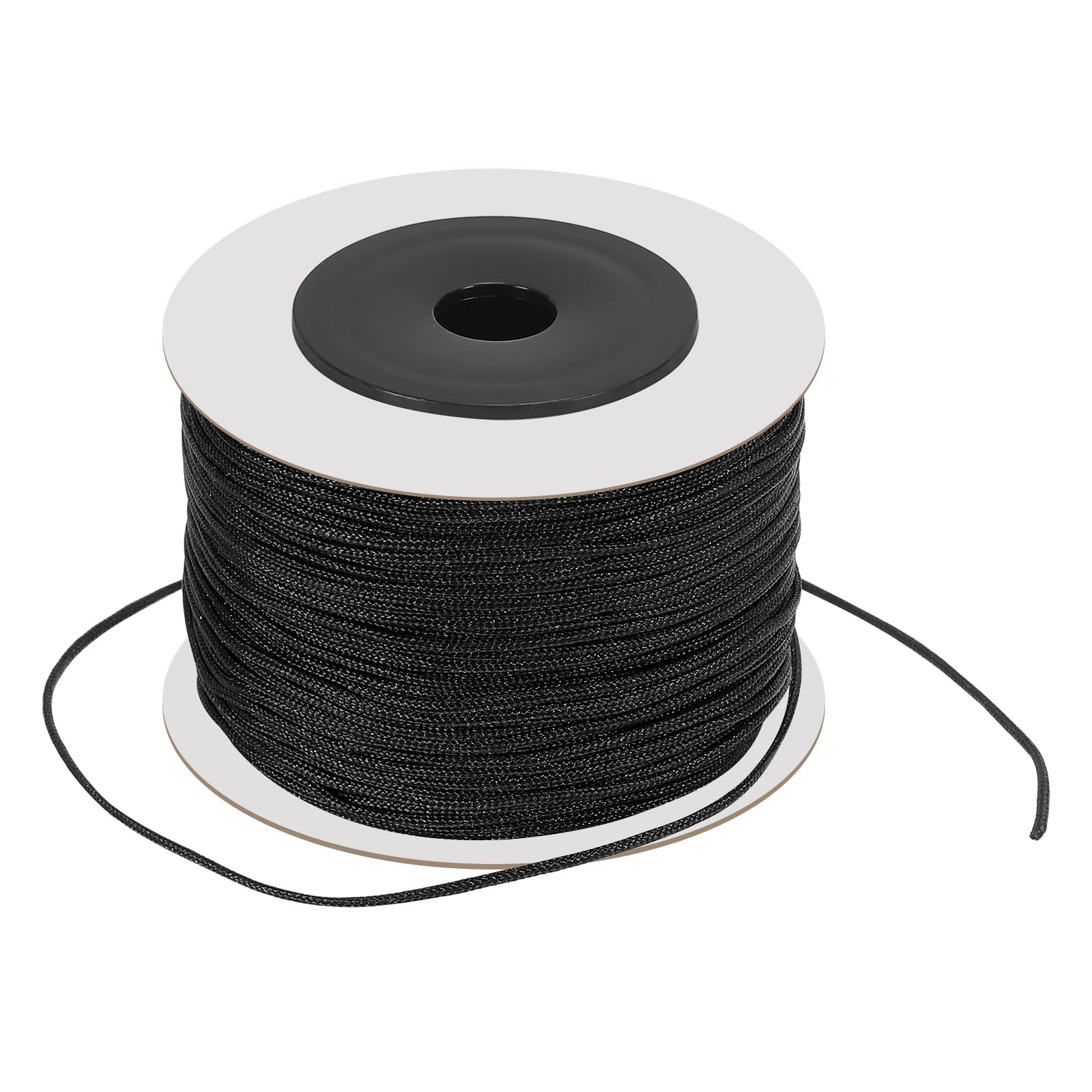 PATIKIL 87 Yard Nylon Satin Cord 1 mm Beading String Braided Rope Black, 1mm x 87 Yard