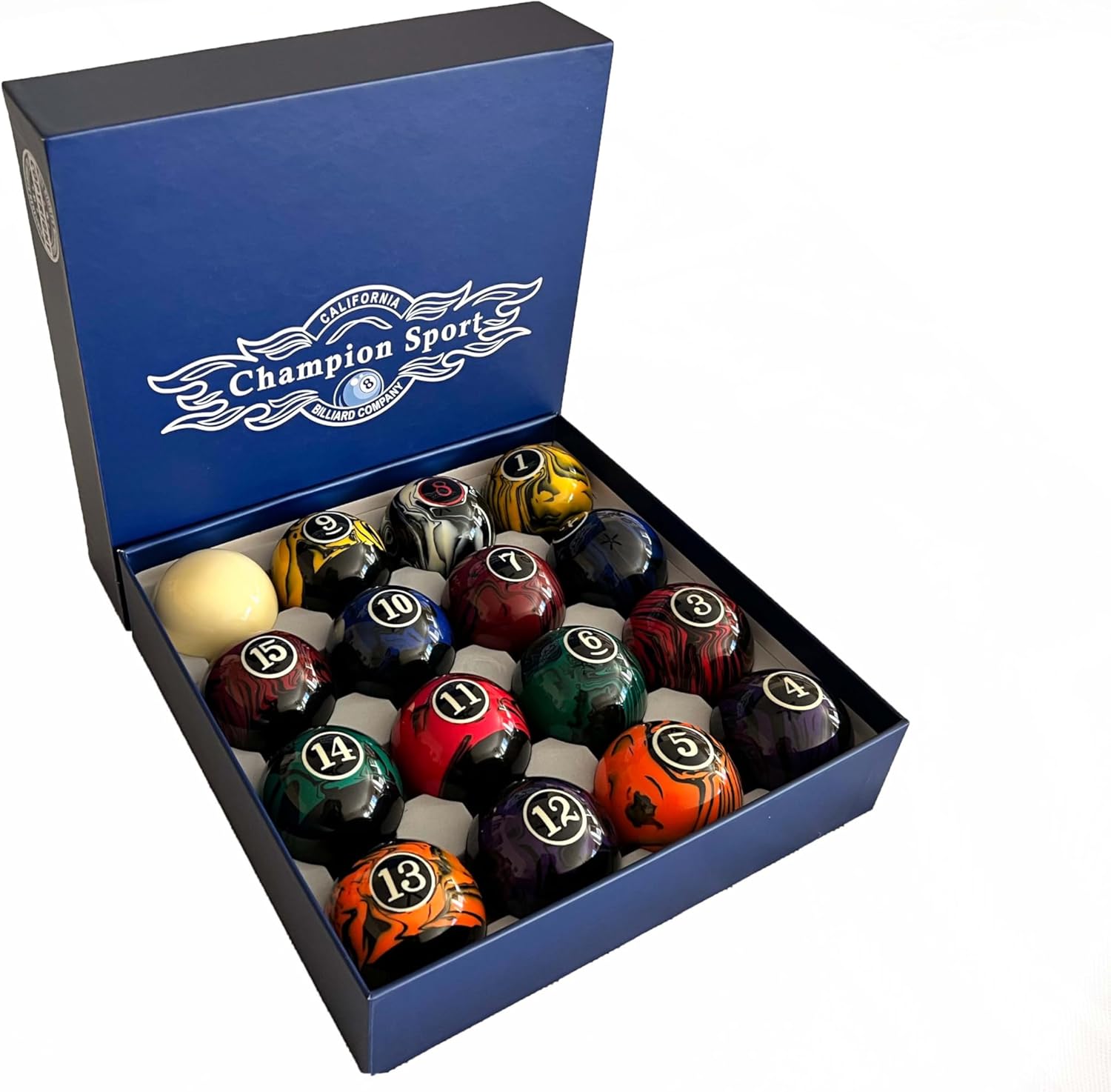 Champion Deluxe 2-1/4" Billiard Pool Ball Set Complete 16 Ball Set (Several Style Available)