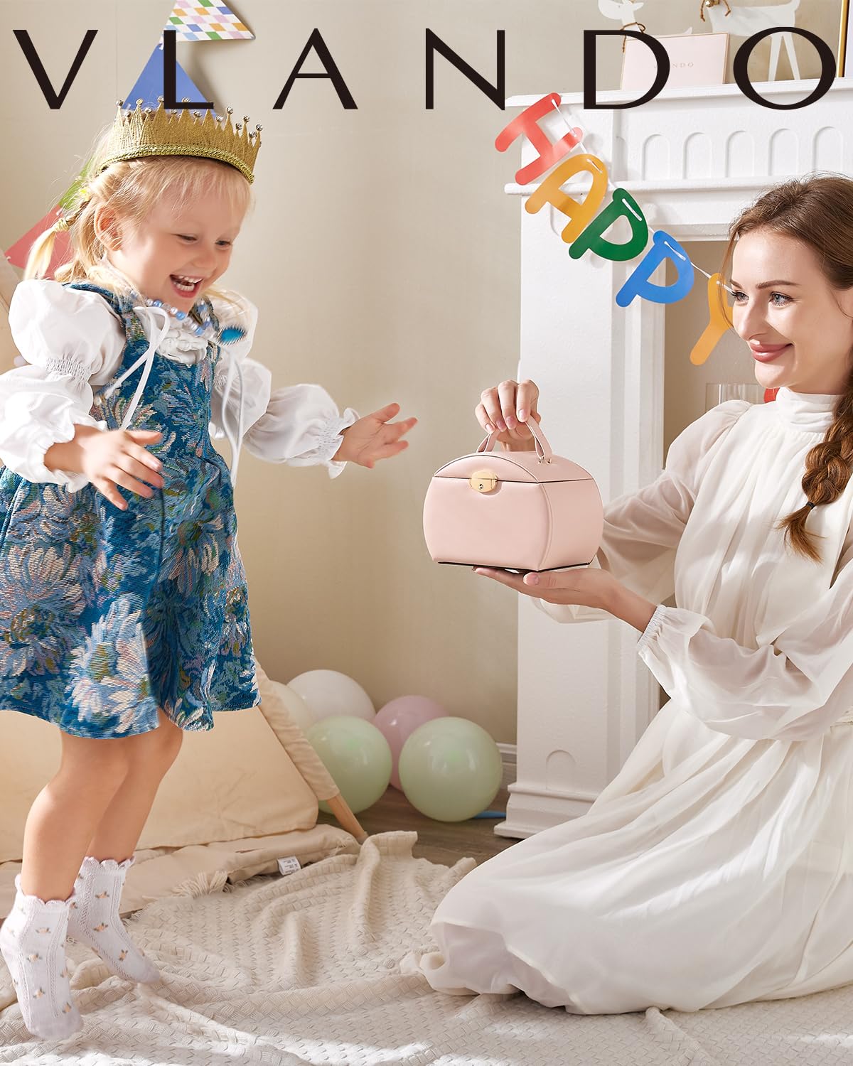 Vlando Carillon portagioie con ballerina girevole, custodia per gioielli con serratura, per bracciali, anelli, collane, regalo per bambini
