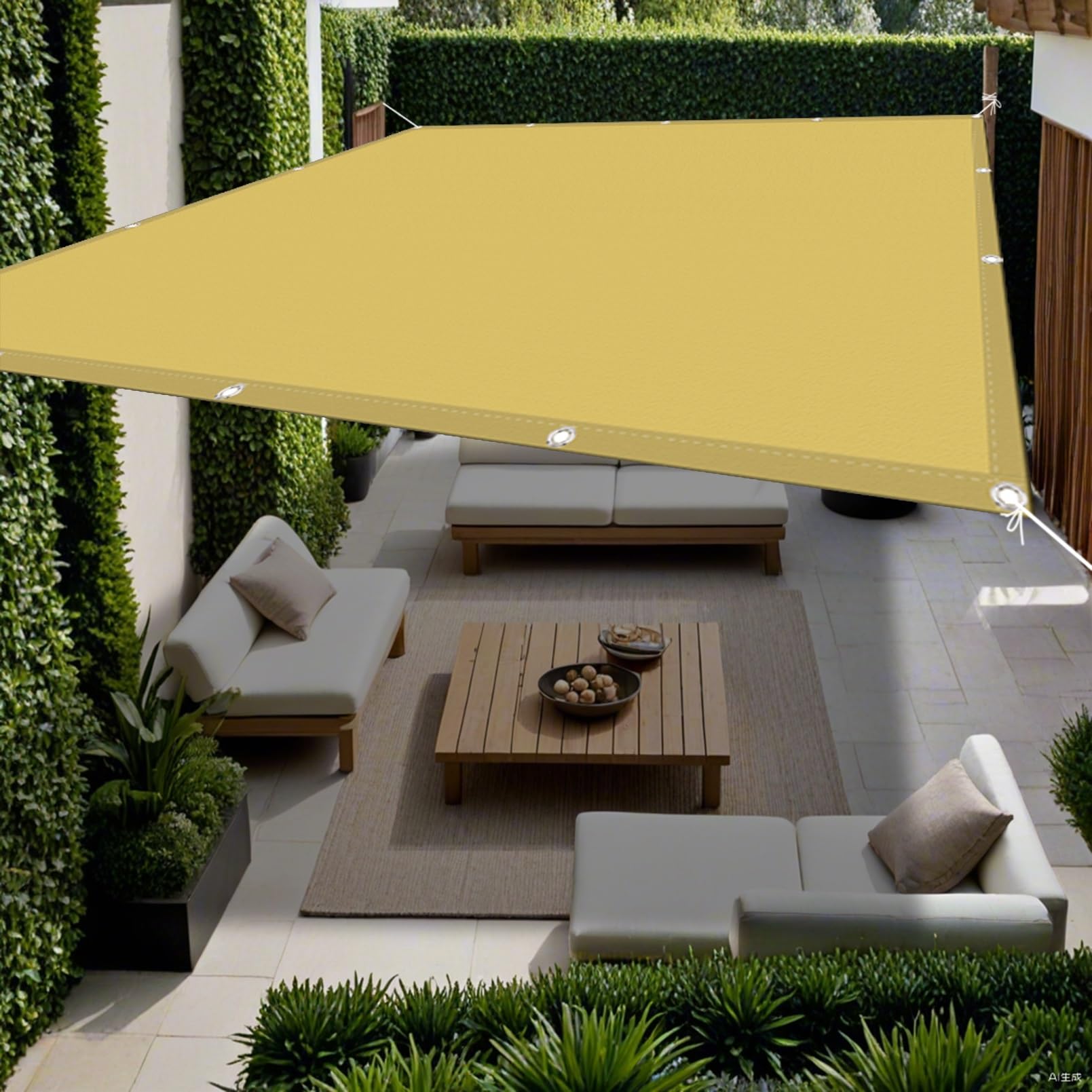 Voile d'ombrage jaune sable 225x500 cm contre la chaleur