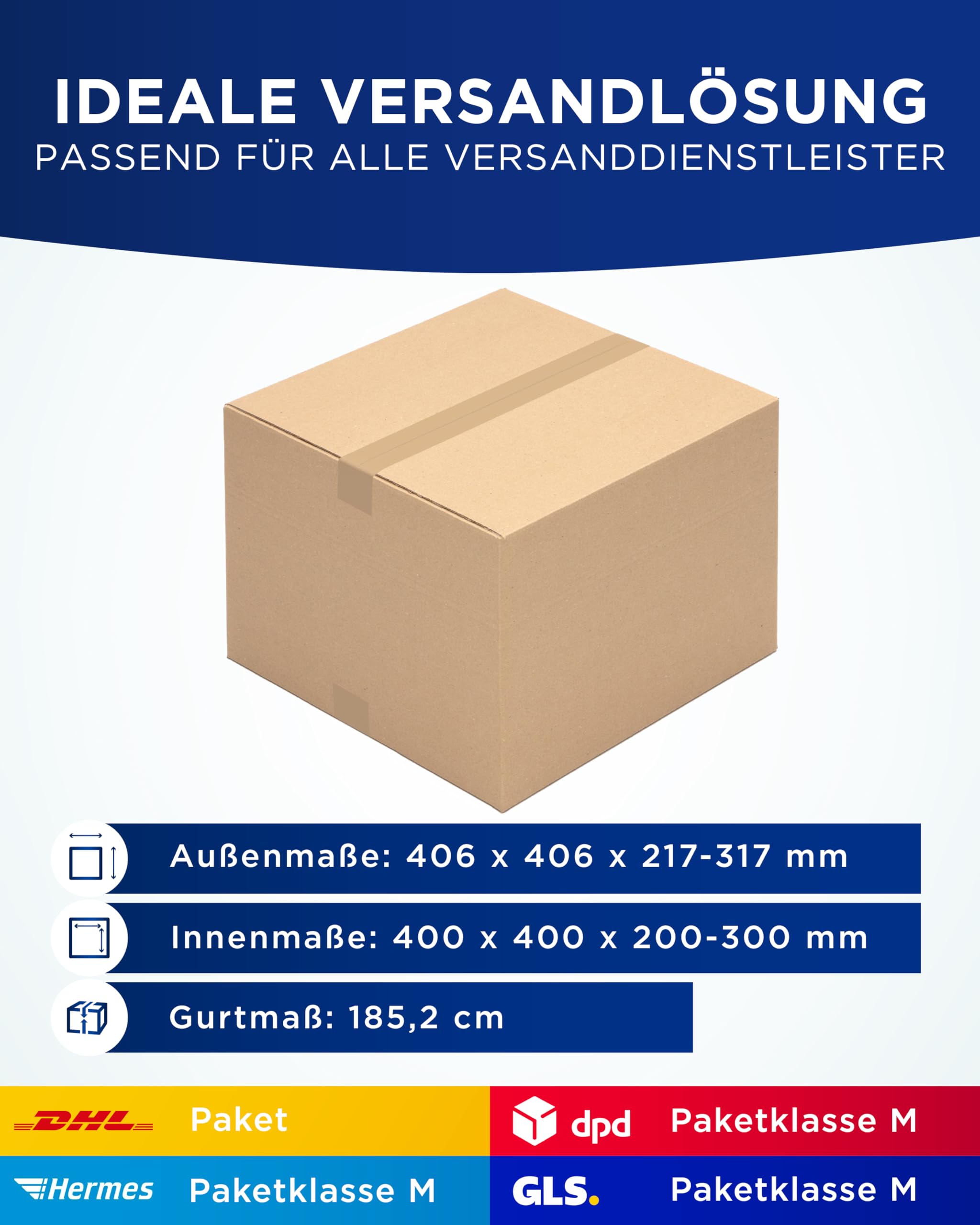 15 cartons de 400 x 400 x 300 mm pour l'expédition de colis
