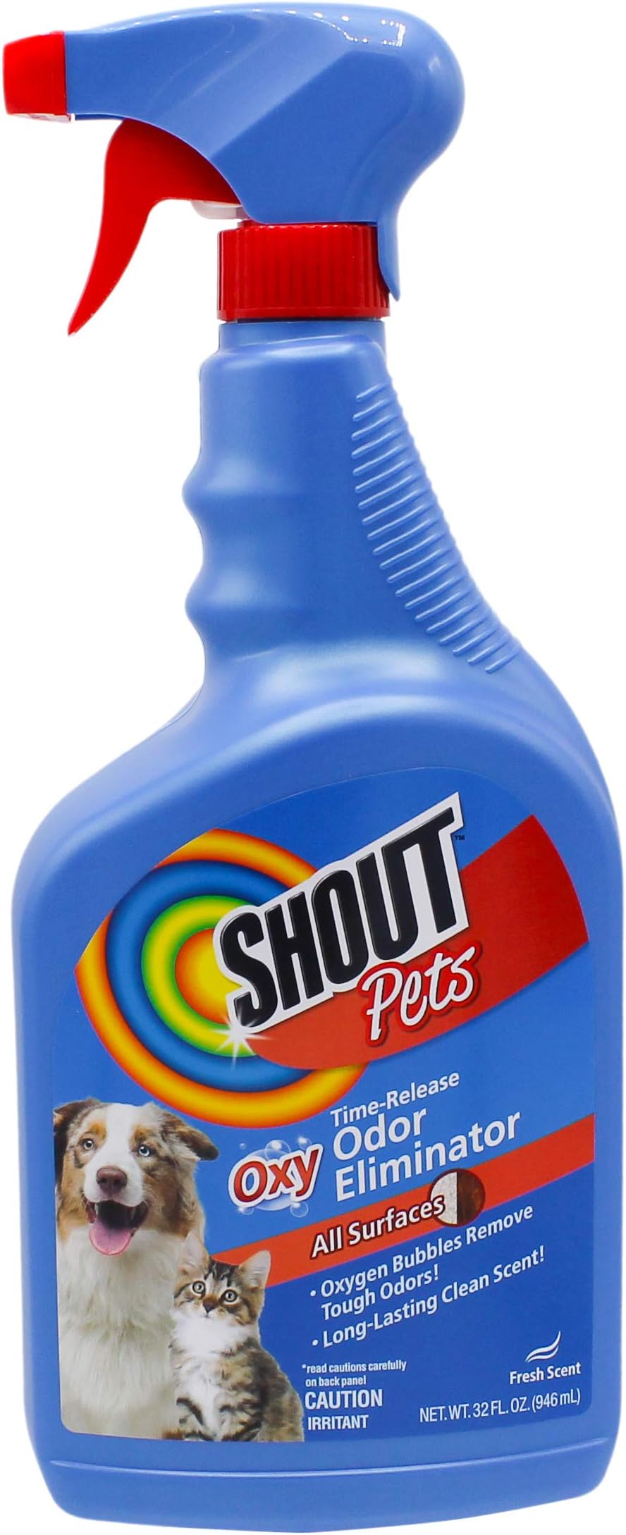 Shout for Pets Turbo Oxy Time-Release Odor Eliminator Spray | Carpet Cleaner and Stain Remover in Clean Scent, 32 Ounces | Easy Way to Neutralize Pet Odors