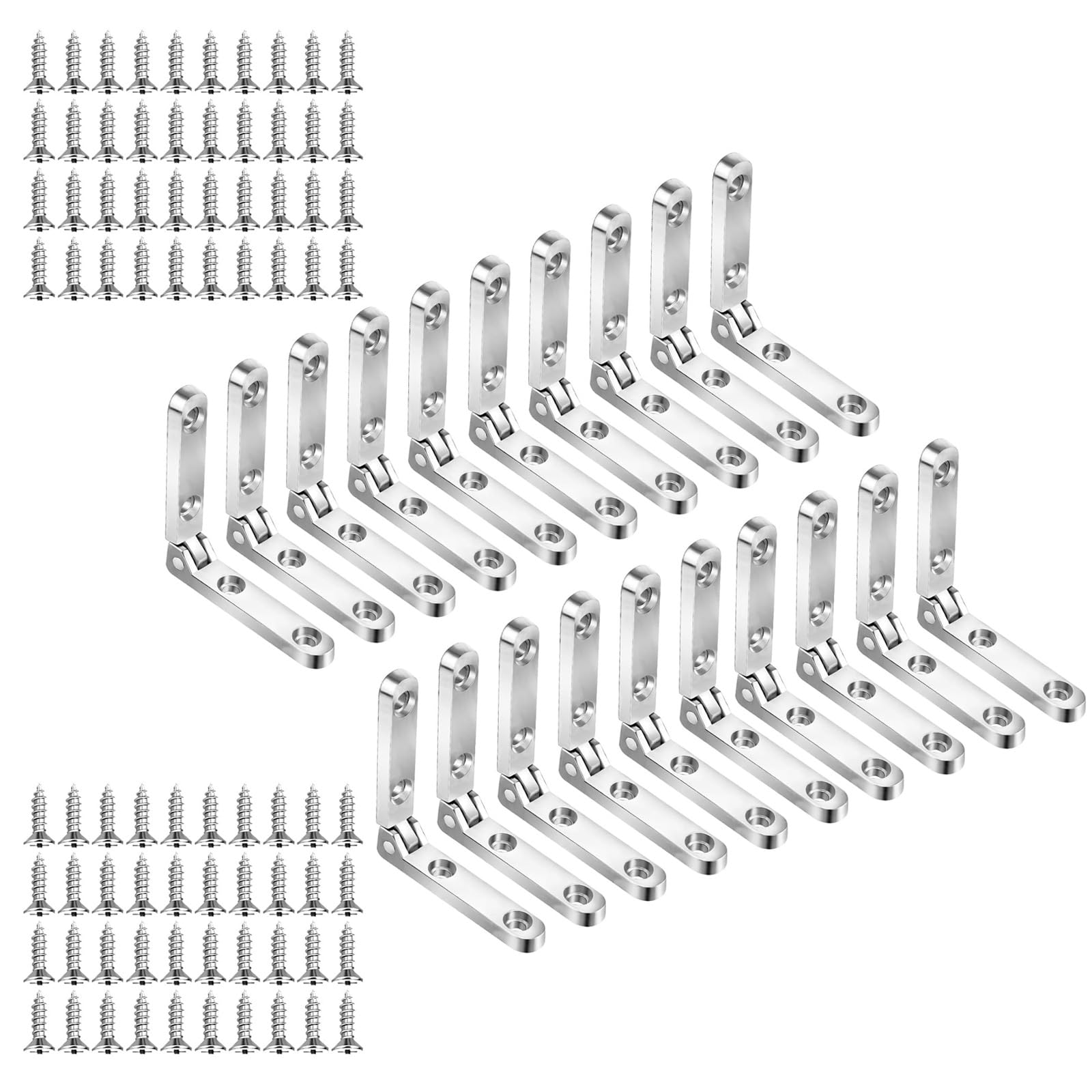 of 20 Strong Metal Hinges with Screws for Cabinets Drawers & Small Furniture Erosion Resistant Hinges