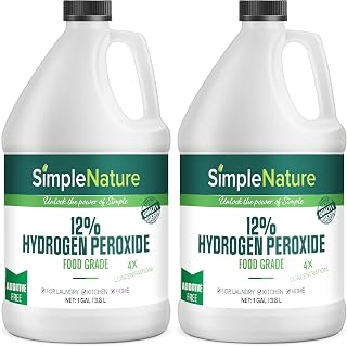 12% Food Grade Hydrogen Peroxide Solution - 2 Gallons - Natural Multipurpose Cleaner - Made in USA - Ideal for Commercial, Residential, Kitchen, Bath, Laundry, and More - Ecofriendly