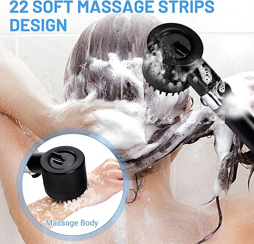 Miniatura 4 de Cabezal de ducha filtrado con mano, flujo de agua de alta presión y 4 modos de pulverización, lavado a presión para agua dura, juego de cabezal de