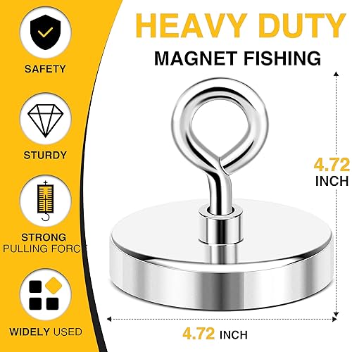 Miniatura 40 de DIYMAG - Imanes de pesca de neodimio superfuertes, imán de tierras raras de 500 libras de fuerza de tracción con cáncamo avellanado para single hole