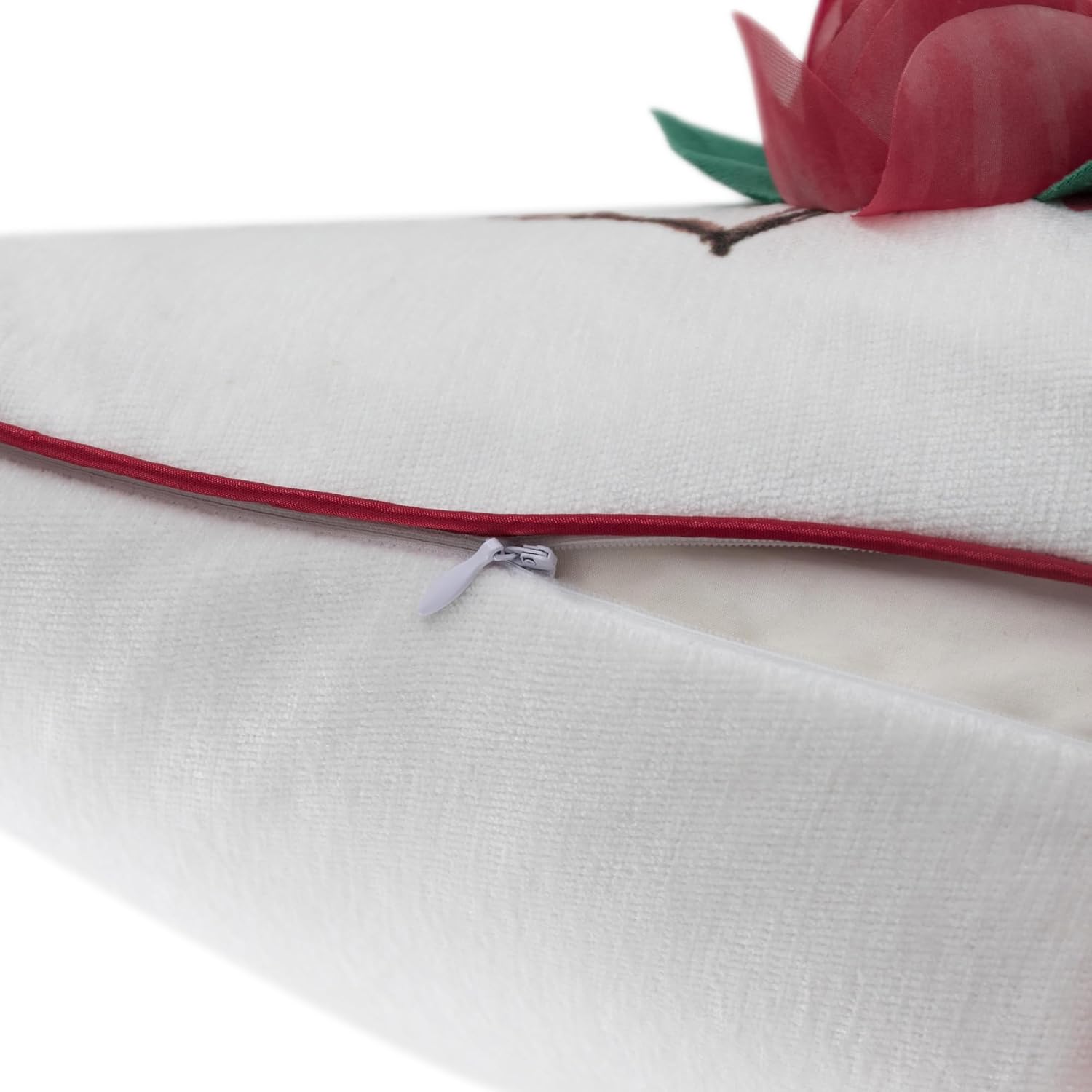 KINGROSE 3D Rose Valentines Day Throw Pillow Cover Embroidery XOXO Cushion Cover Heart Holiday Decorative Pillow Case for Sofa Couch Bedroom Living Room Red 18 X 18 Inches
