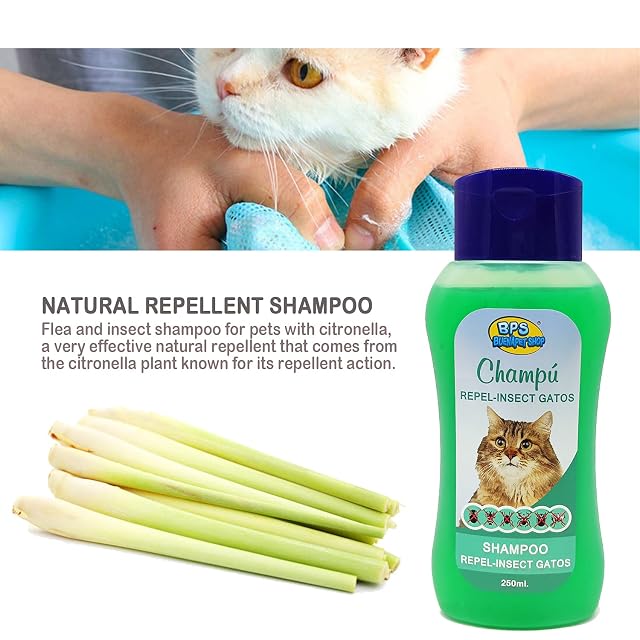 Foto 4 de 4 de BPS Champú Repel-Insect para Gato 250ml Shampoo Animales Domésticos Seguro y Natural Diseño para Todo Tipo…