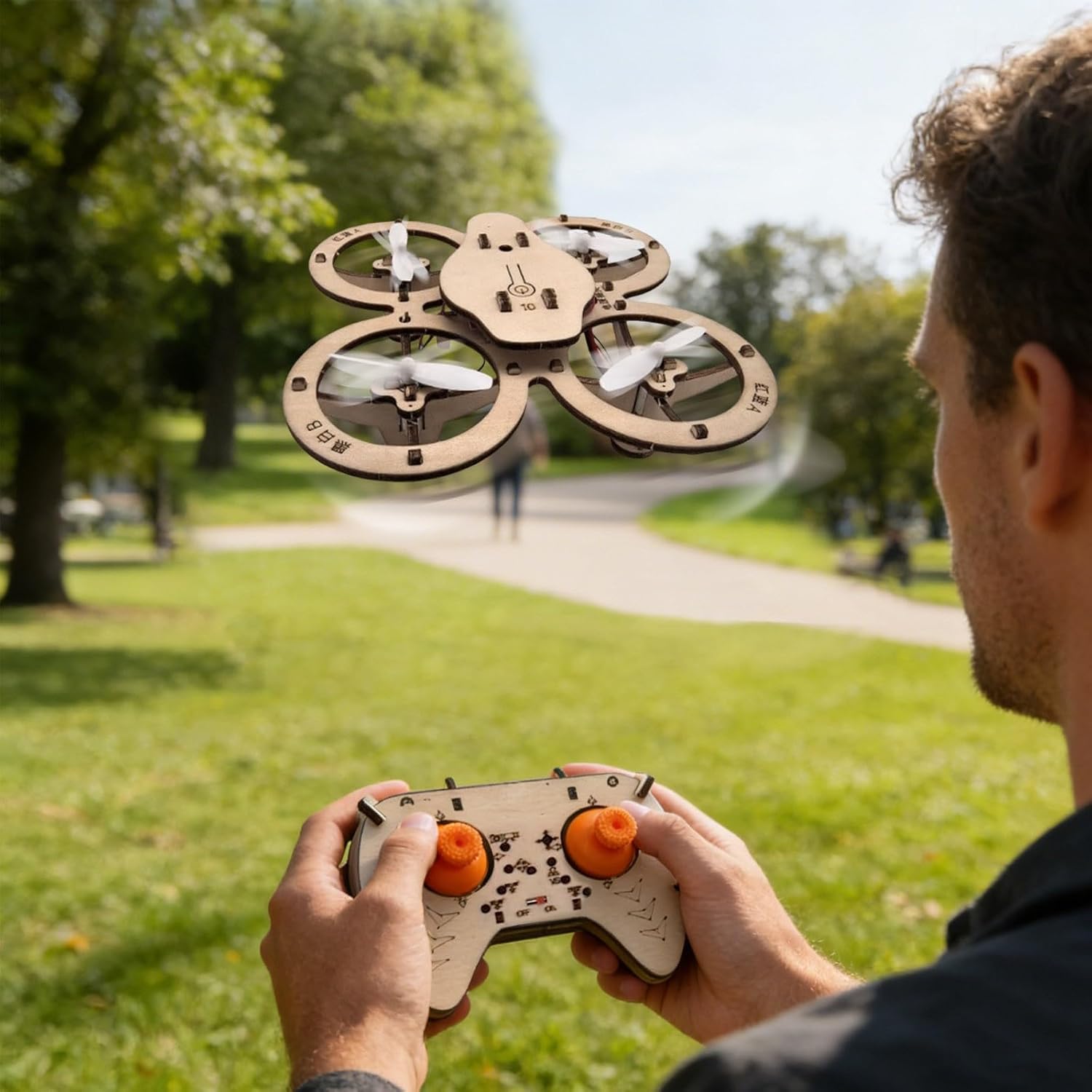 DIY Wooden Drone Building Kit, Diy Mini Wooden Drones RC Quadcopter Building Kits for Kids or Beginner, Drone Model Kit, Creative Aircraft - Assembly Quadrotor Drones Model for Kids (Brown)