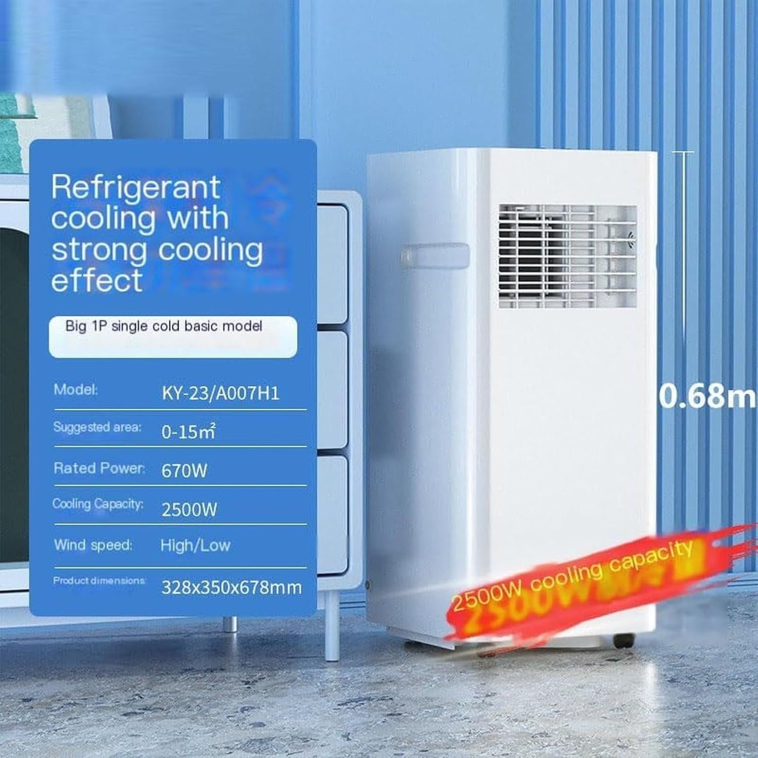 Aire Acondicionado Portátil 12000 BTU Deshumidificador, Enfriamiento Silencioso para Habitaciones hasta 28 m², Pantalla Digital, Control Remoto, Temporizador 24, 10000 Btu, 10000 BTU