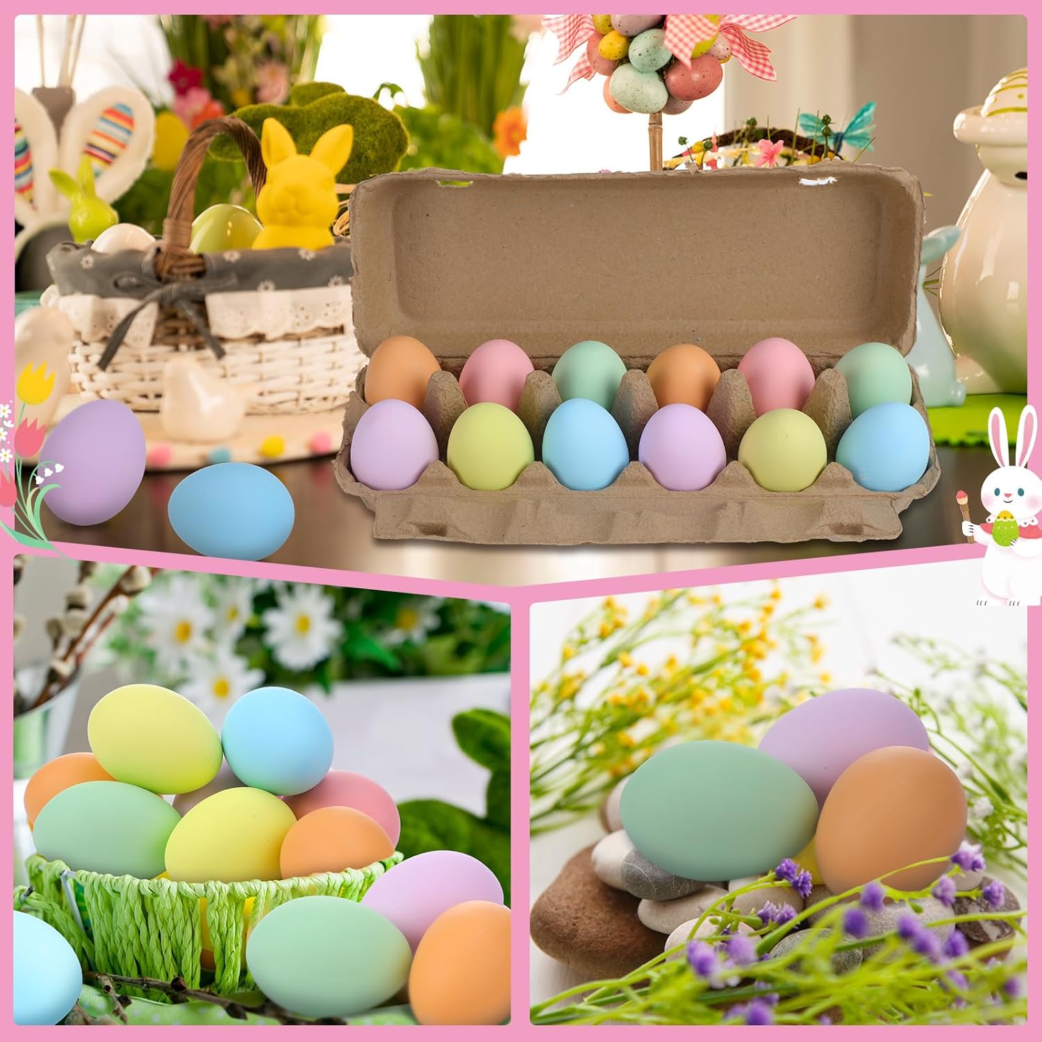 12 Pcs Easter Ceramic Eggs Pastel Easter Eggs Fake Nest Egg Easter Decoration for Easter Egg Hunt Crafts Bowl Basket Fillers Easter Home Party Decor