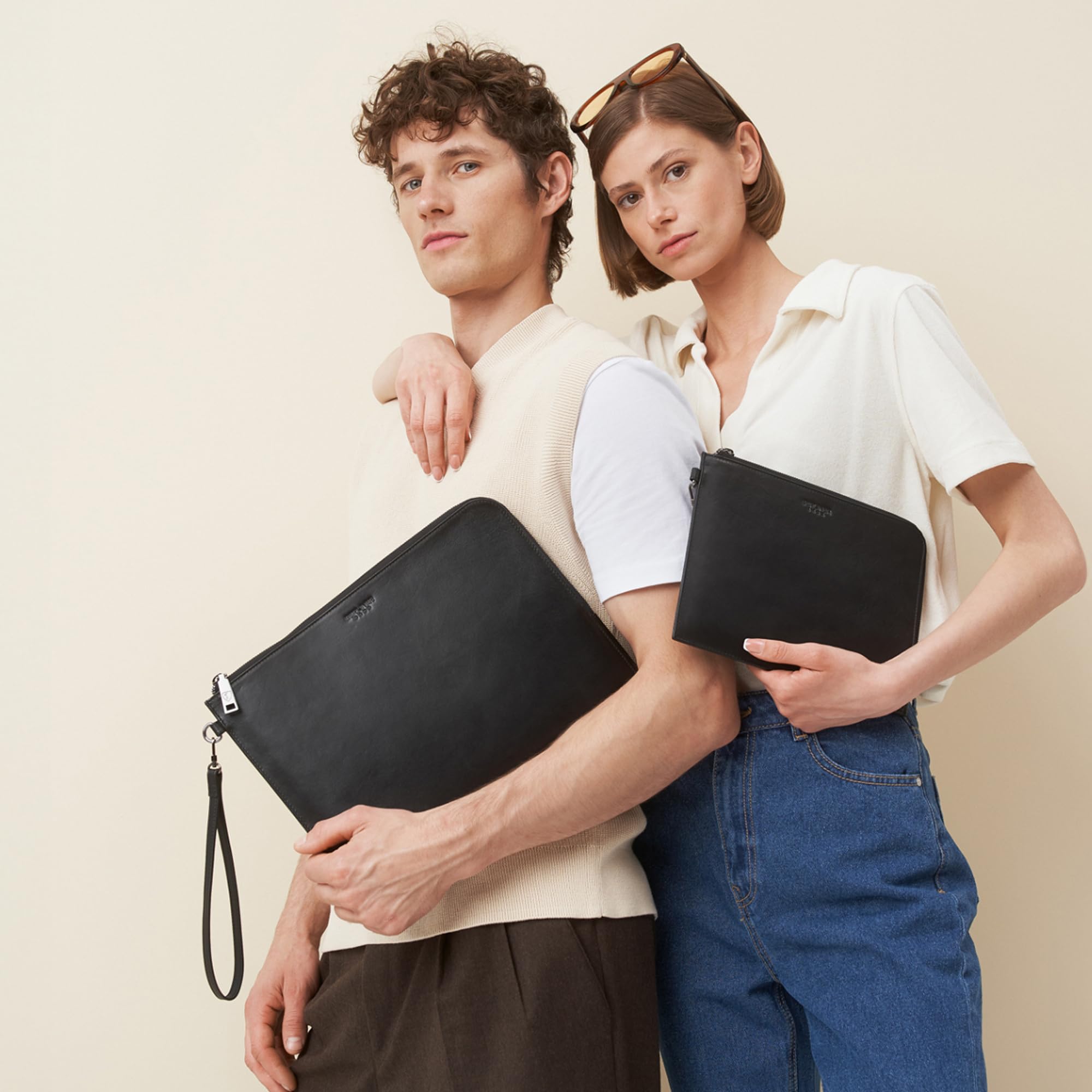 Berliner Bags Cartella Porta Documenti Alex XL in Vera Pelle, Organizer da Viaggio con Zip e Laccetto, Porta Passaporto e Documenti, Unisex – Nero