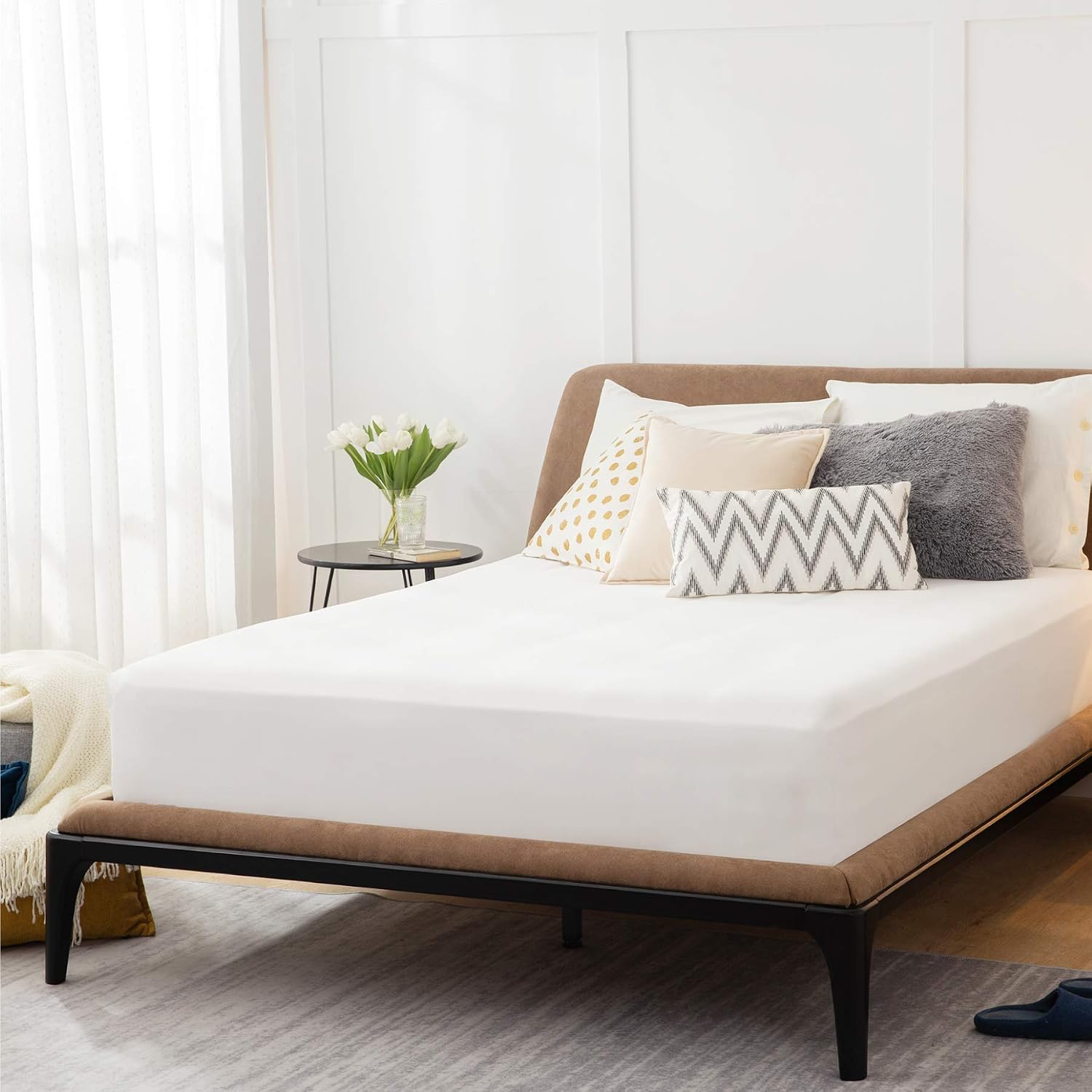 Bedsure King Fitted Sheet White - Fitted Sheet King Size for Mattress Up to 14 inches, Extra Soft Brushed Microfiber, Wrinkle & Fade Resistant(King, White)