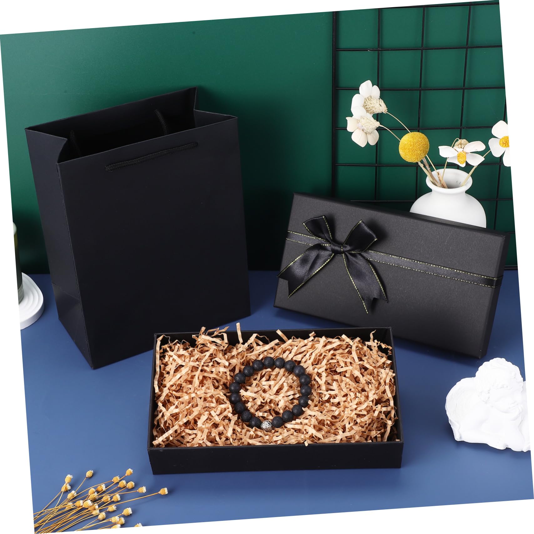 Ciieeo 5 Stück Schwarze mit Schleife Tragetasche für Geburtstage Hochzeiten und Weihnachten Handhaben