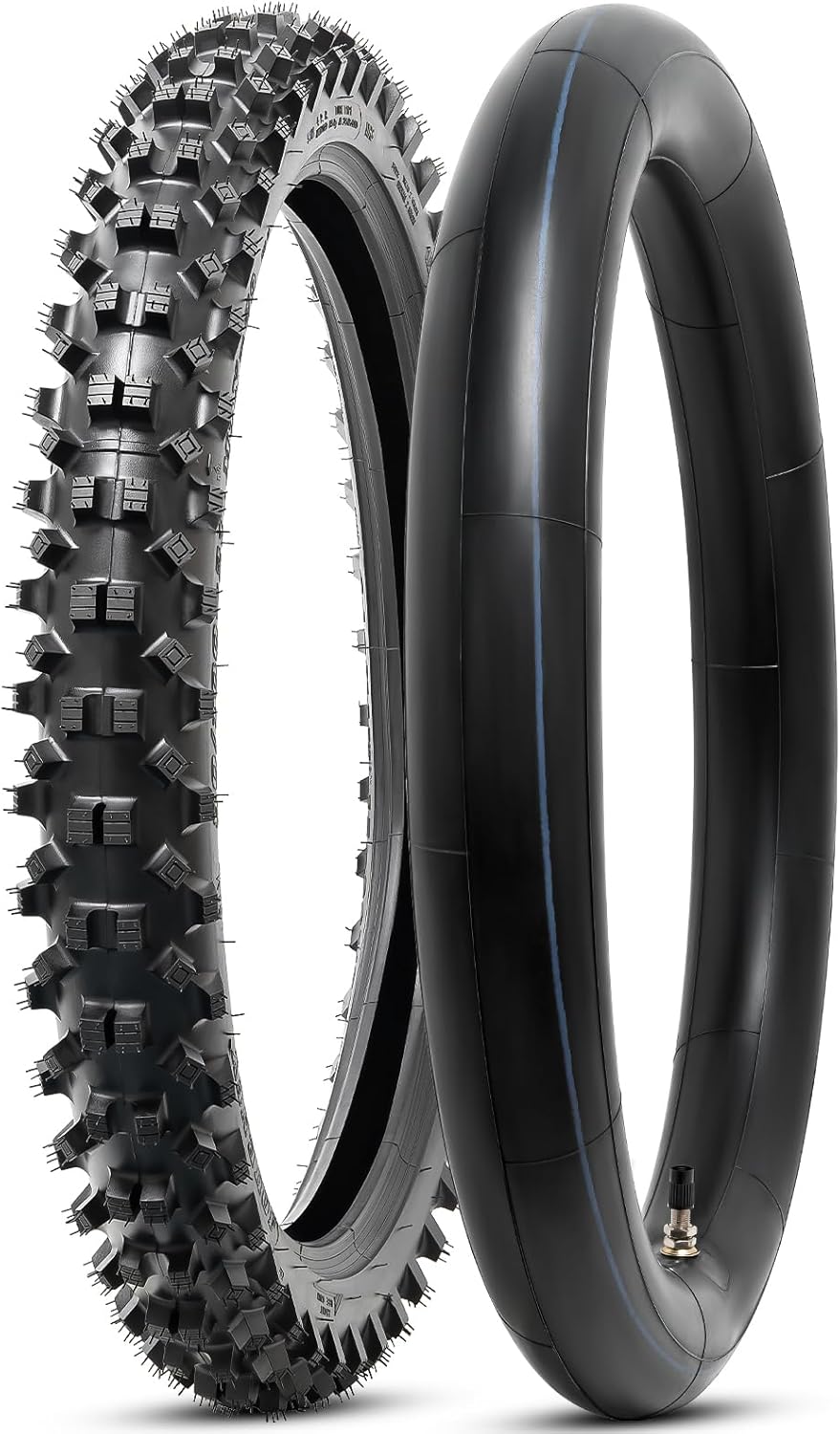 80/100-21 (4PR TT) 51M Dirt Bike Front/Rear Tire and Heavy Duty Inner Tube Compatible with 80/100-21 Off Road Pit Bike/Motorcycle Tire (P-262)
