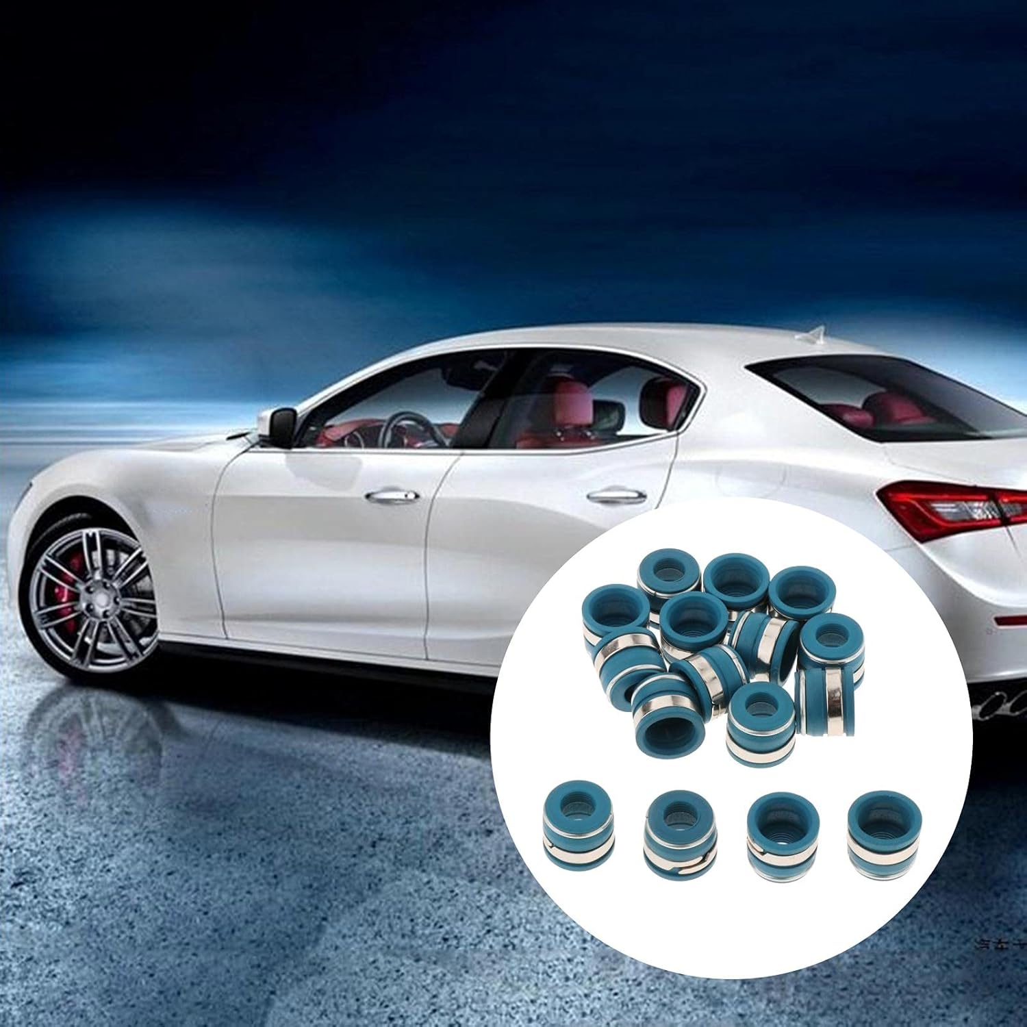 16Pcs Positive Valve Stem Seals 11/32" x .500" Diamter Engine Valve Seal Cylinder Heads for Chevy for F0RD SBC BBF SBF