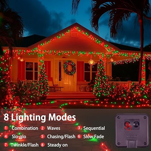 Miniatura 3 de Paquete de 4 luces solares de Navidad de 180 pies para exteriores, impermeables, súper brillantes, 320 luces LED solares con 8 modos de iluminación,