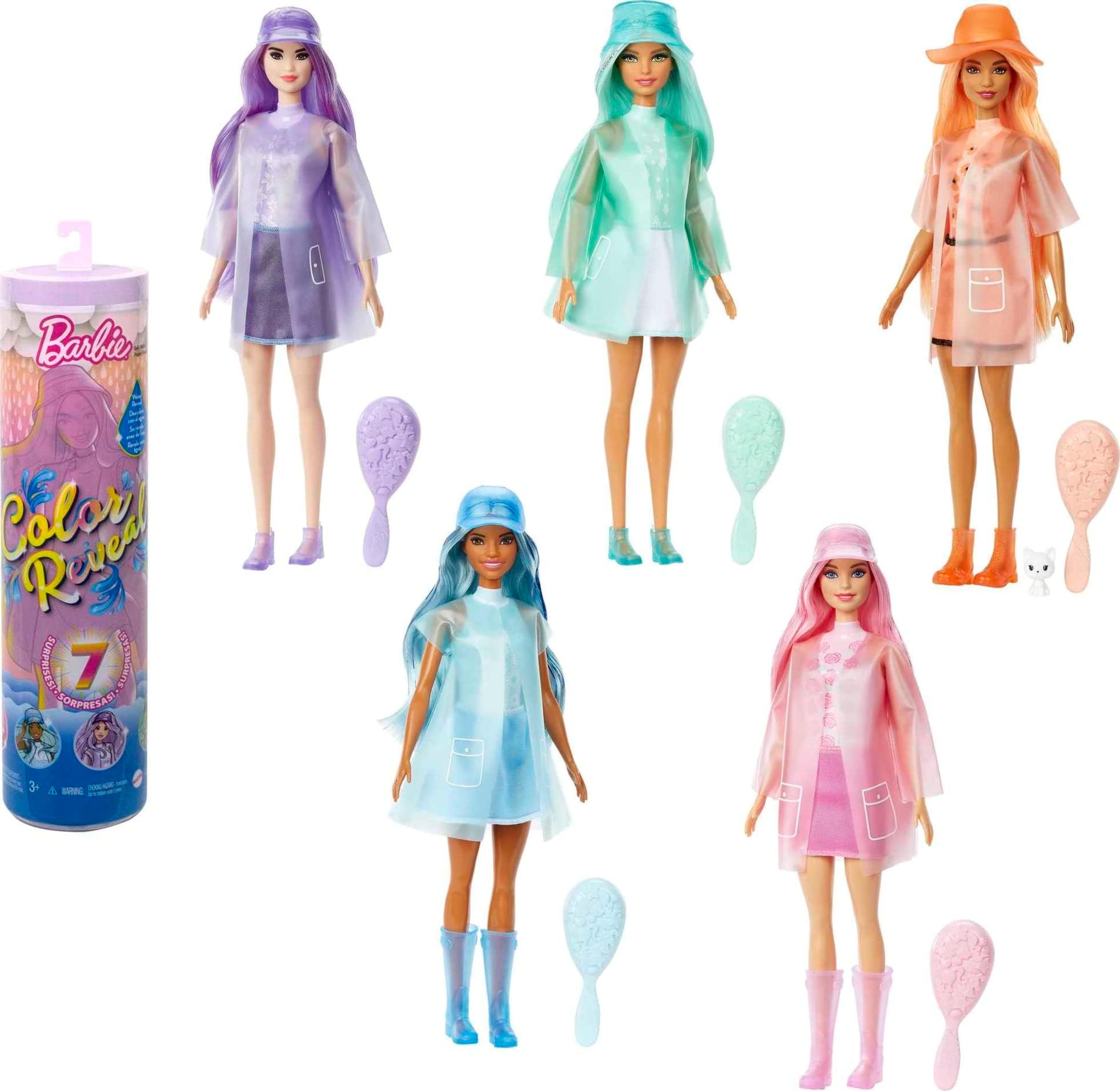 Barbie Color Reveal Doll With 7 Unboxing Surprises, Sunshine & Sprinkles Series With Cloud Print & Color Change; Gift For Kids 3 Years & Older, Multicolor