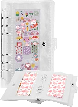 Clear Sticker Organizer Binder Album, A6 Glitter Book With 50 Pockets for Organized Scrapbook, Deco Display and Collection, Double-Side