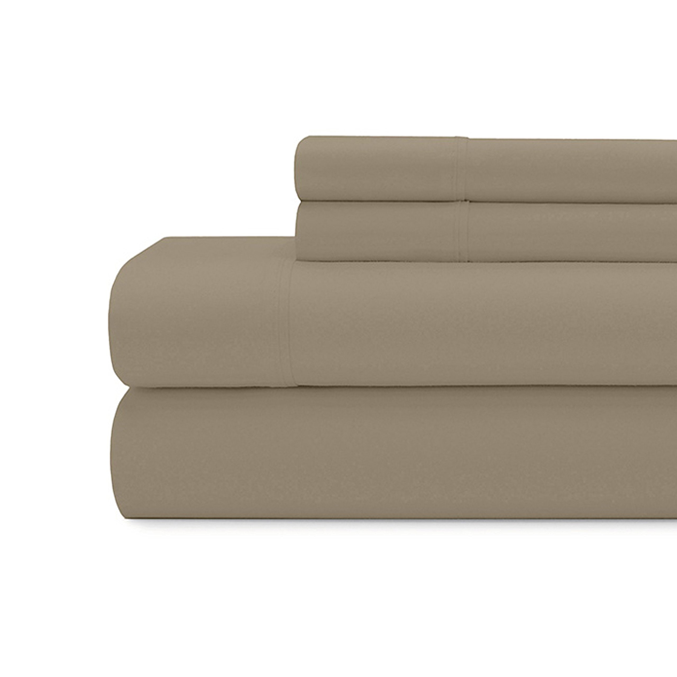 Briarwood Home - 300 Thread Count Cotton Bed Sheet Set - 4 Piece Extra Soft Sateen Weave Sheets and Pillow Cases - Luxury Bedding with Deep Pocket Breathable Bedding Queen Beige 100006