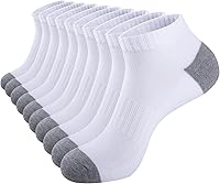 Eallco 10 Pairs Men's Ankle Socks - Breathable Low Cut Athletic Socks with Cushioning & Arch Support, US 6-12