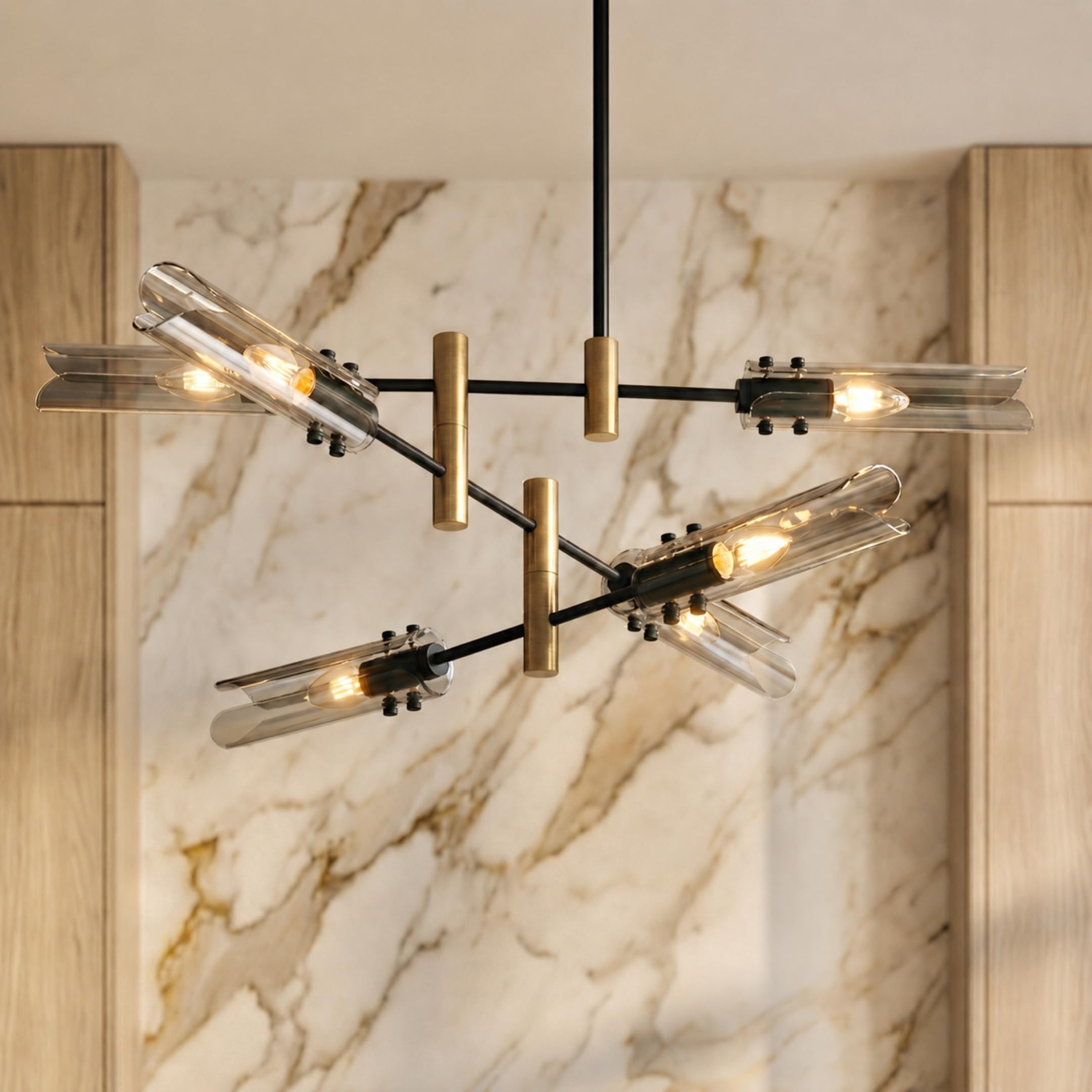Photo 1 of PRELUZA 6 Lights Modern Sputnik Chandelier, Ceiling Light Fixture for Home
