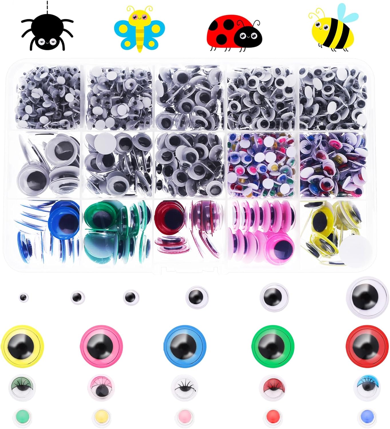1500 Pcs Googly Eyes Self Adhesive Googly Eyes for Crafts