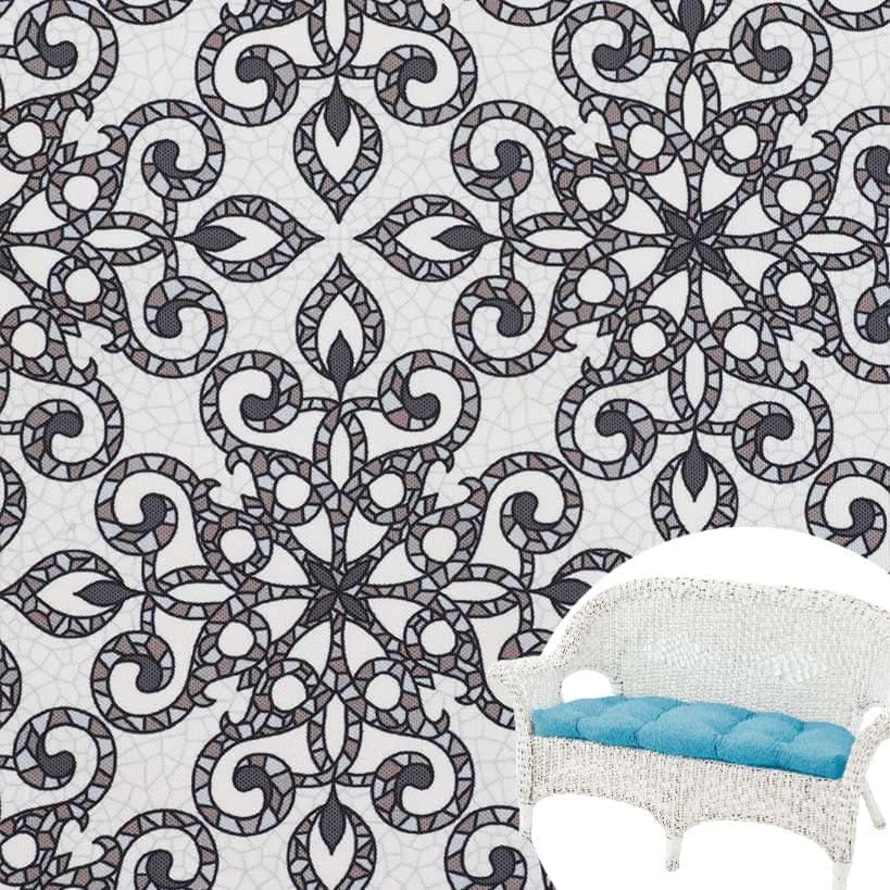Printed Outdoor Cushion Collection - Mosaic Wicker Settee