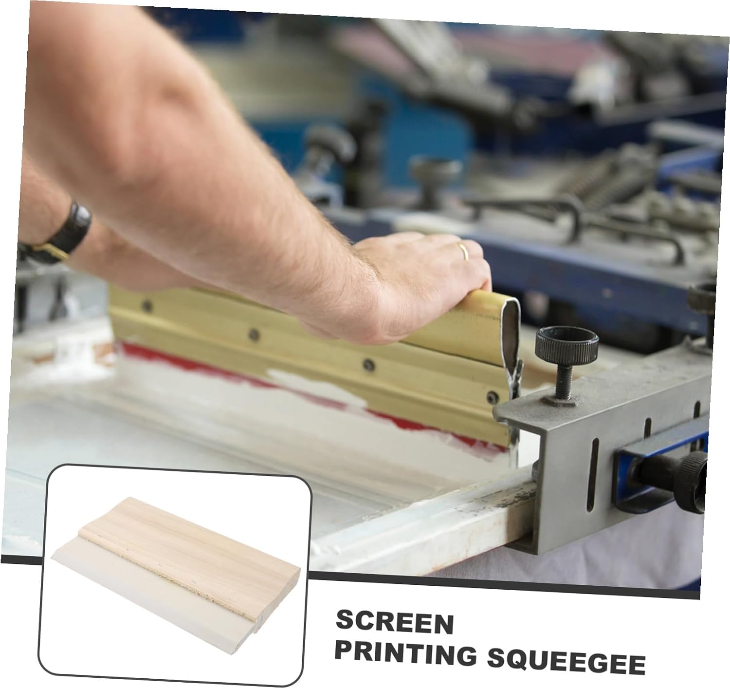 Flat Wood Handle Ink Scraper Squeegee for Screen Printing Rubber Blade with Abrasion and Solvent Resistance Lightweight Screen Printing Board Tool for Graphic Applications