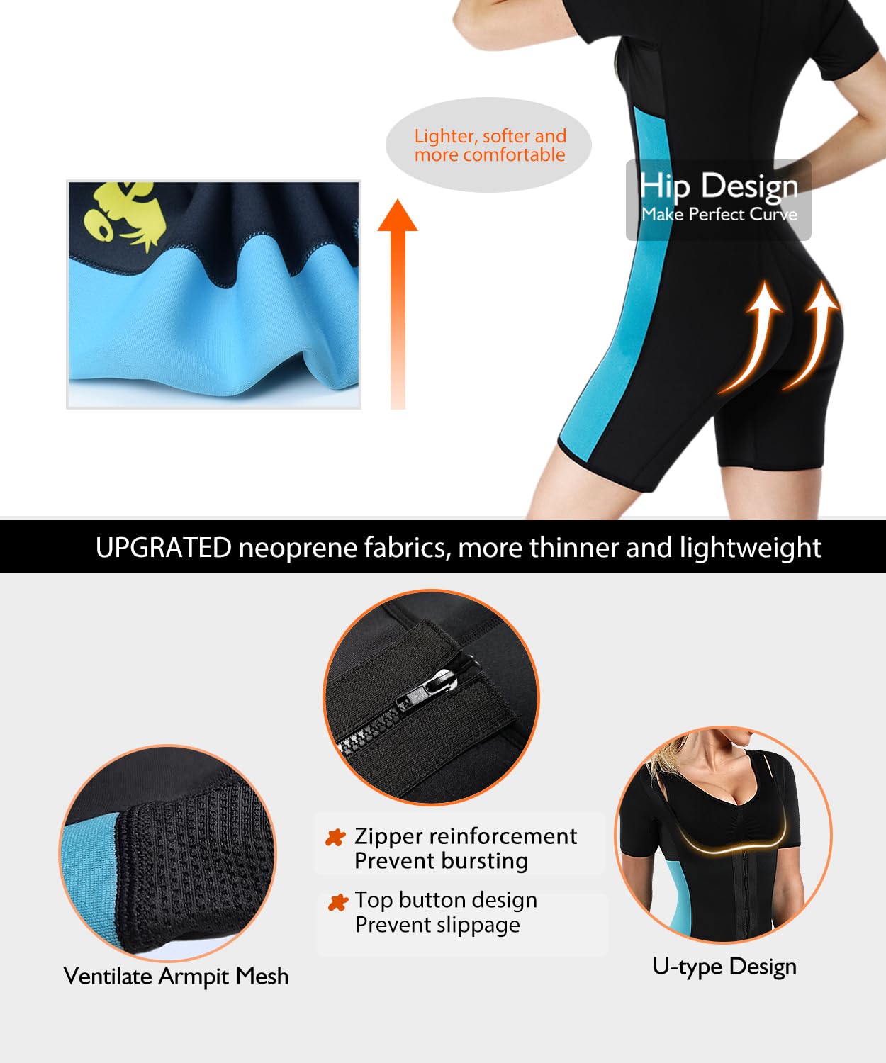 Faja Reductora Adelgazante Mujer Neopreno Traje Sauna para Deporte Fiteness Body shaper Moldeador Chaleco Traje de buceo