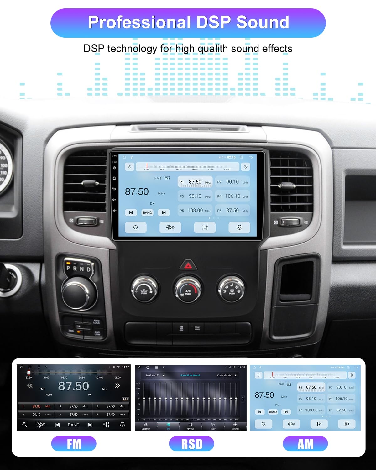 Android 13 Car Stereo For Dodge Ram 2013-2018 - Wireless CarPlay & Android Auto