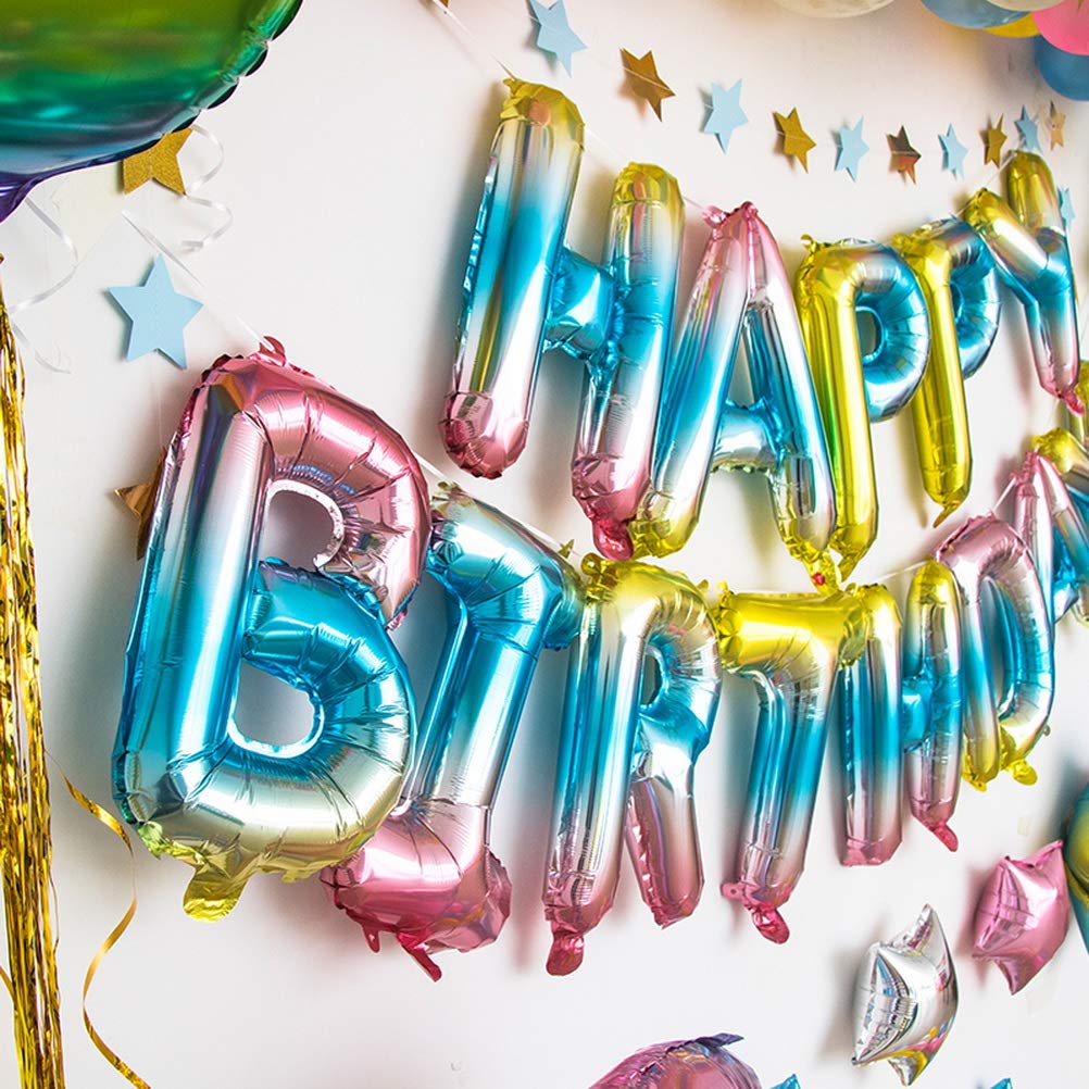 nuoshen 35 Pieces Happy Birthday Decorations, Rainbow Self Inflating